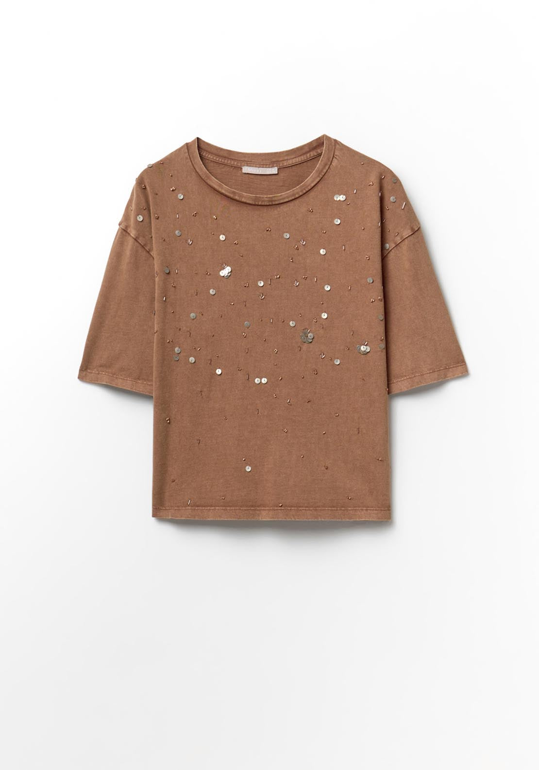 Metallic Appliqué T-Shirt - Orange