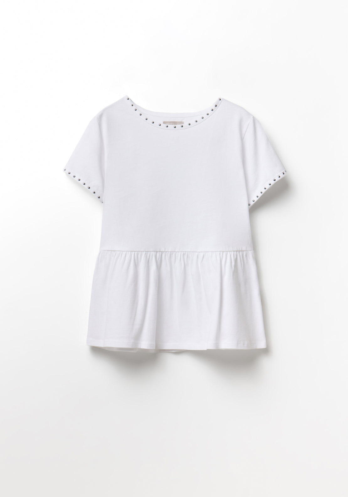 Sfera Stud Detail T-Shirt - White 10 Shaws Department Stores