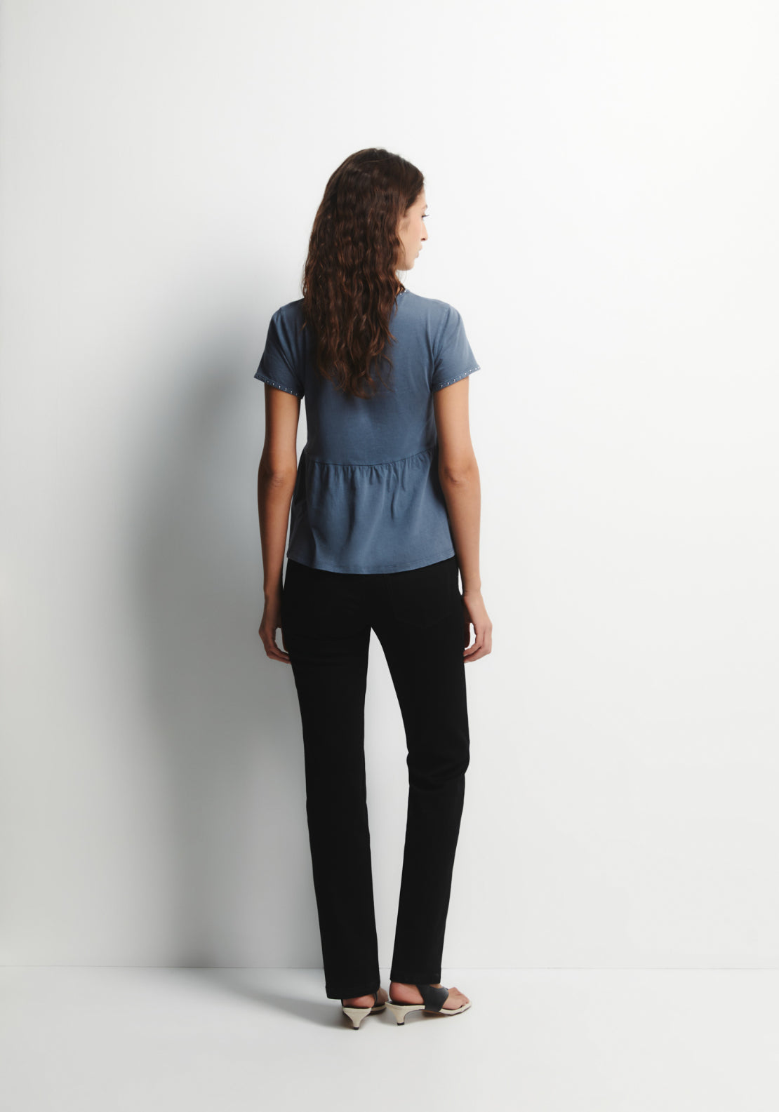 Sfera Stud Detail T-Shirt - Blue 7 Shaws Department Stores