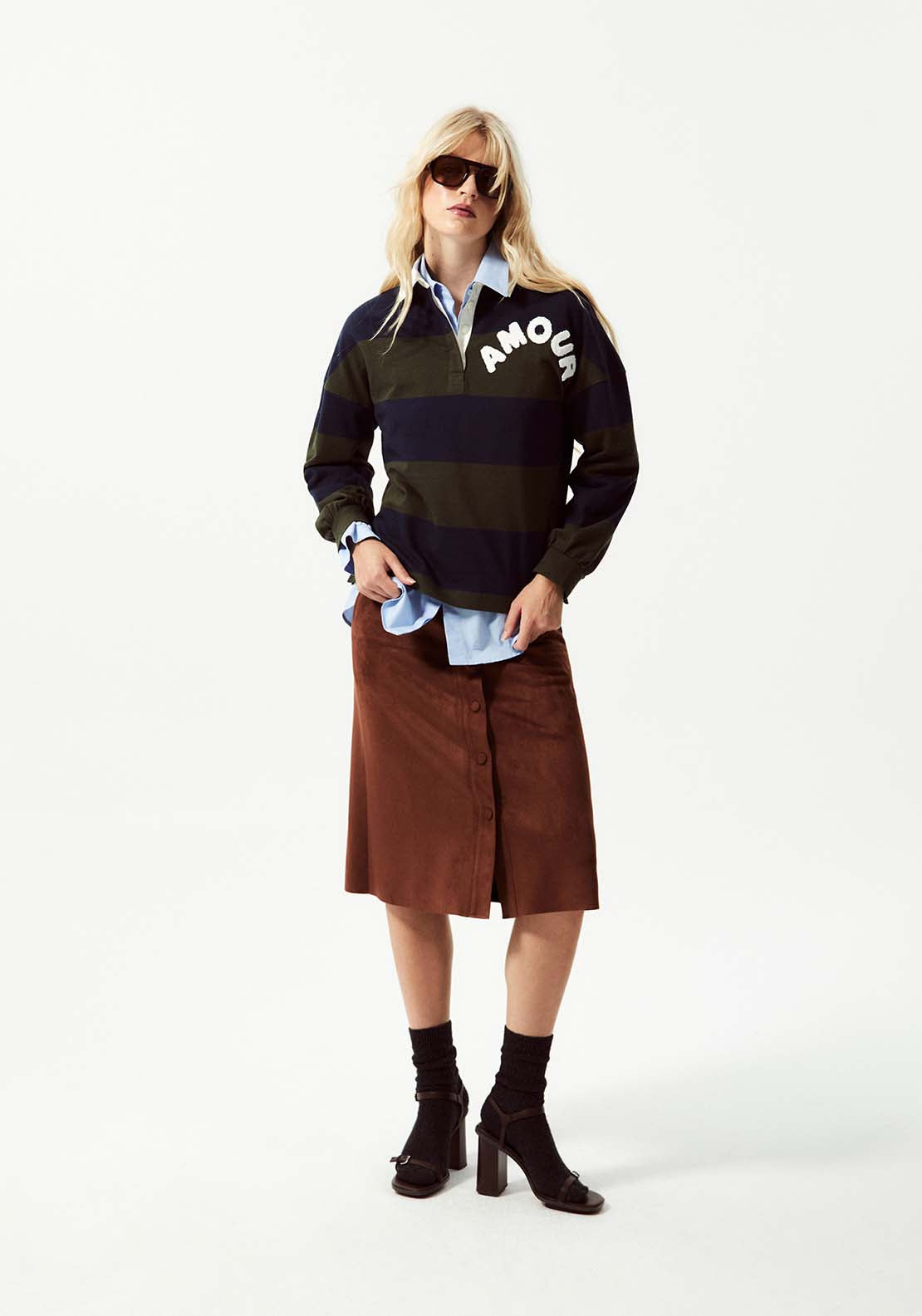 Polo Neck Sweatshirt - Blue