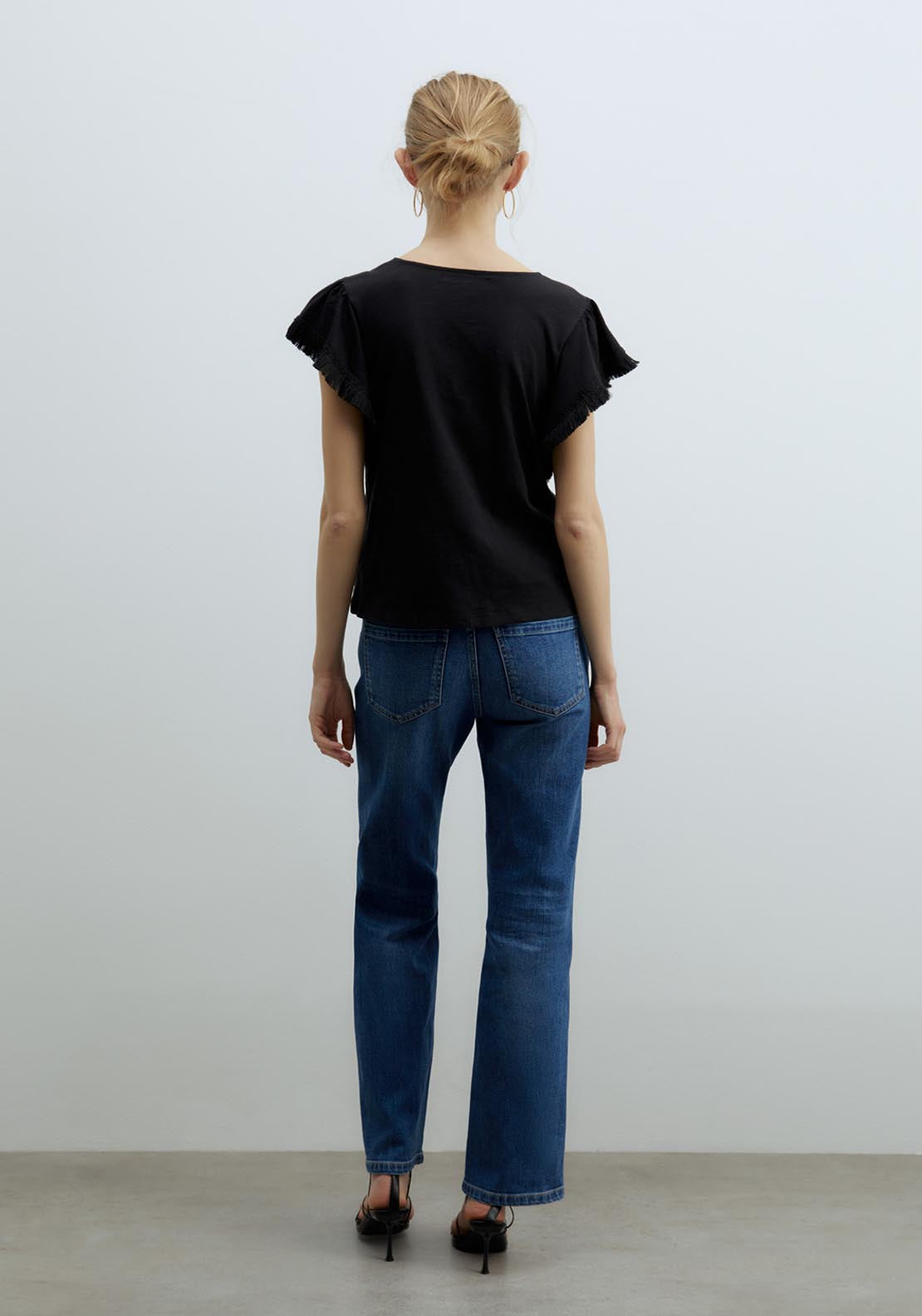 Sfera Fringe Embroidered T-Shirt - Black 2 Shaws Department Stores