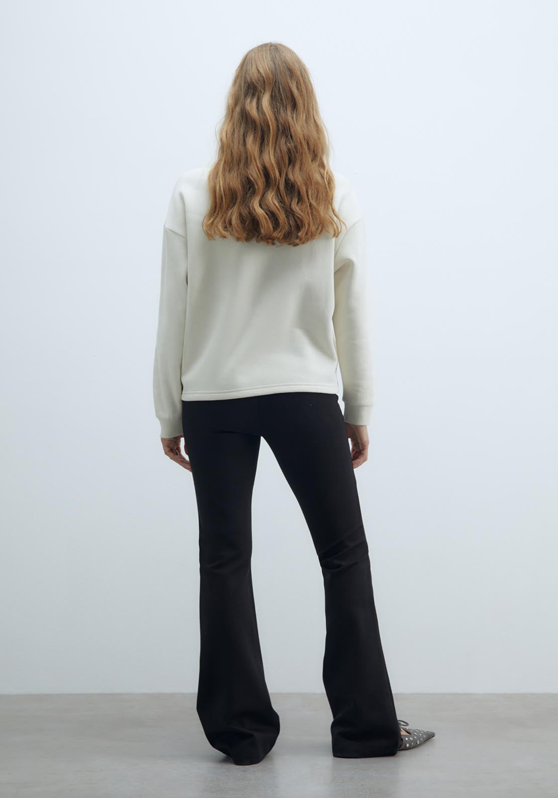 Sfera Mixed-fabric appliqués sweatshirt - Beige 3 Shaws Department Stores
