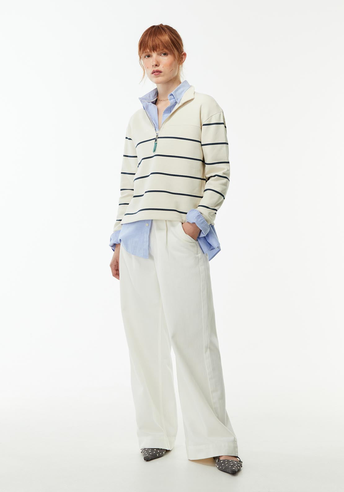 Sfera Zipped high-neck sweatshirt - Beige 2 Shaws Department Stores