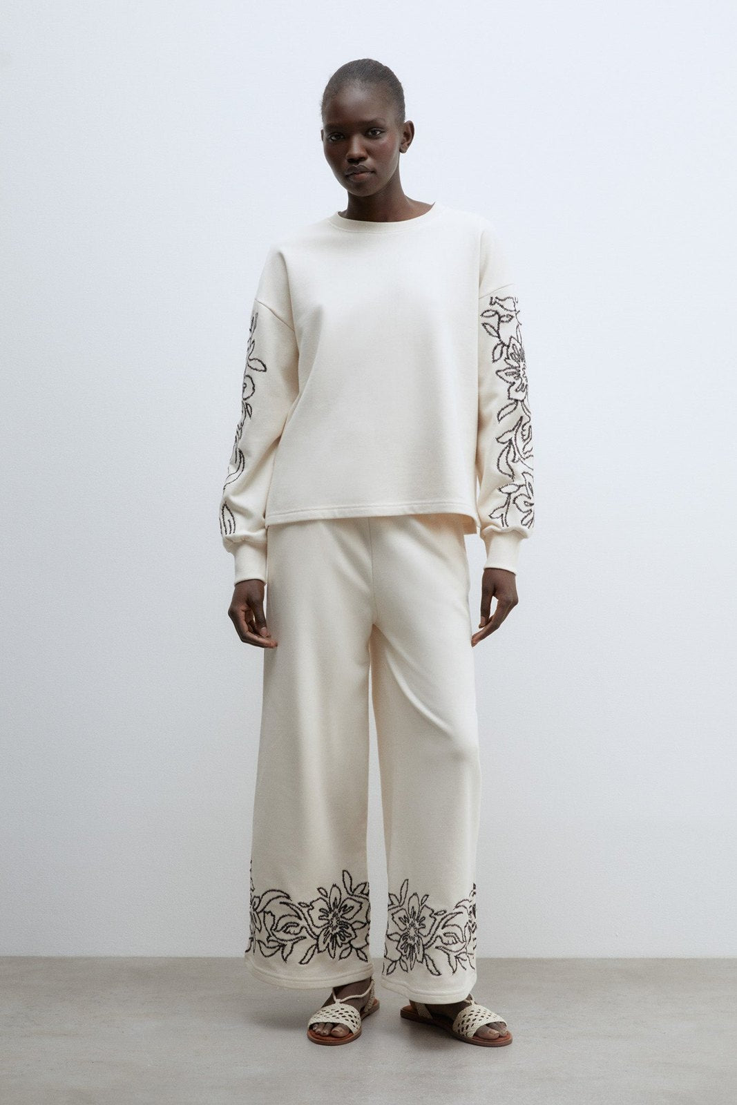 Sfera Embroidered sweatshirt set - Beige 2 Shaws Department Stores