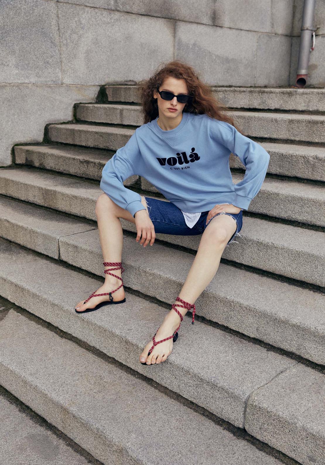 Sfera Printed sweatshirt - Blue 6 Shaws Department Stores