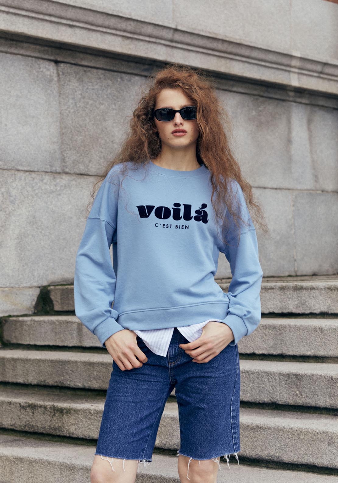 Sfera Printed sweatshirt - Blue 7 Shaws Department Stores