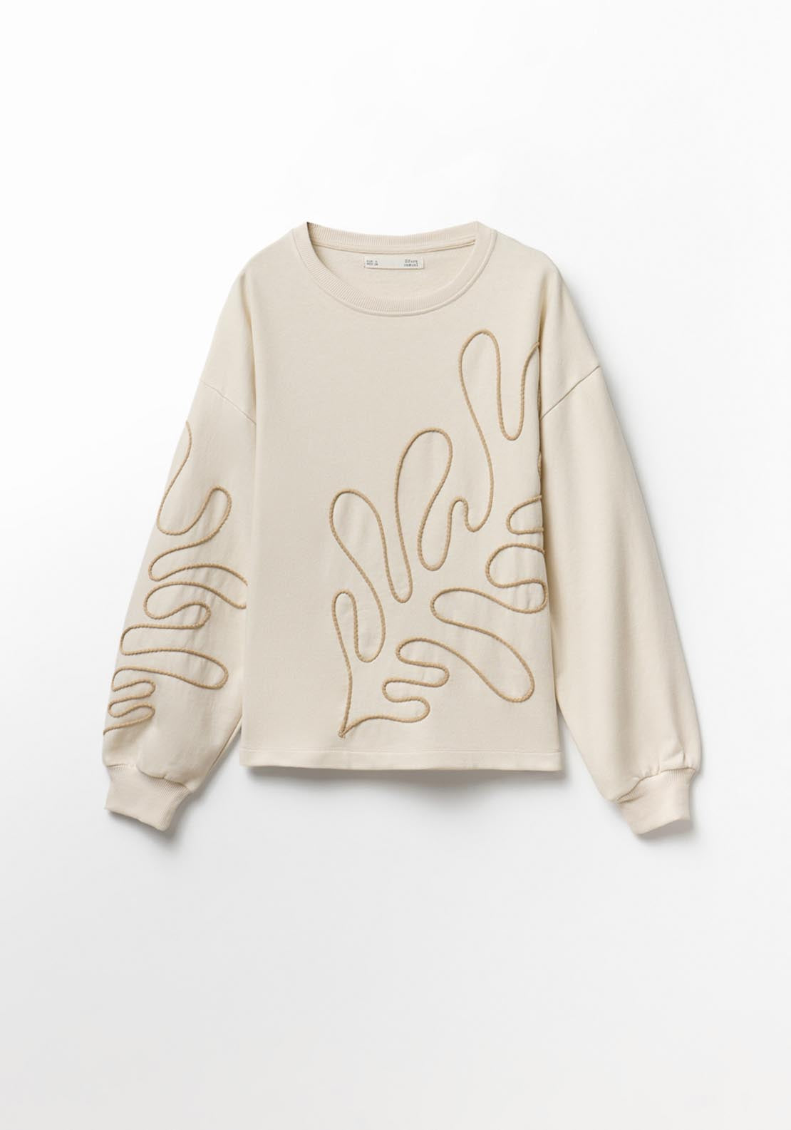 Cord Embroidery Sweatshirt - Beige