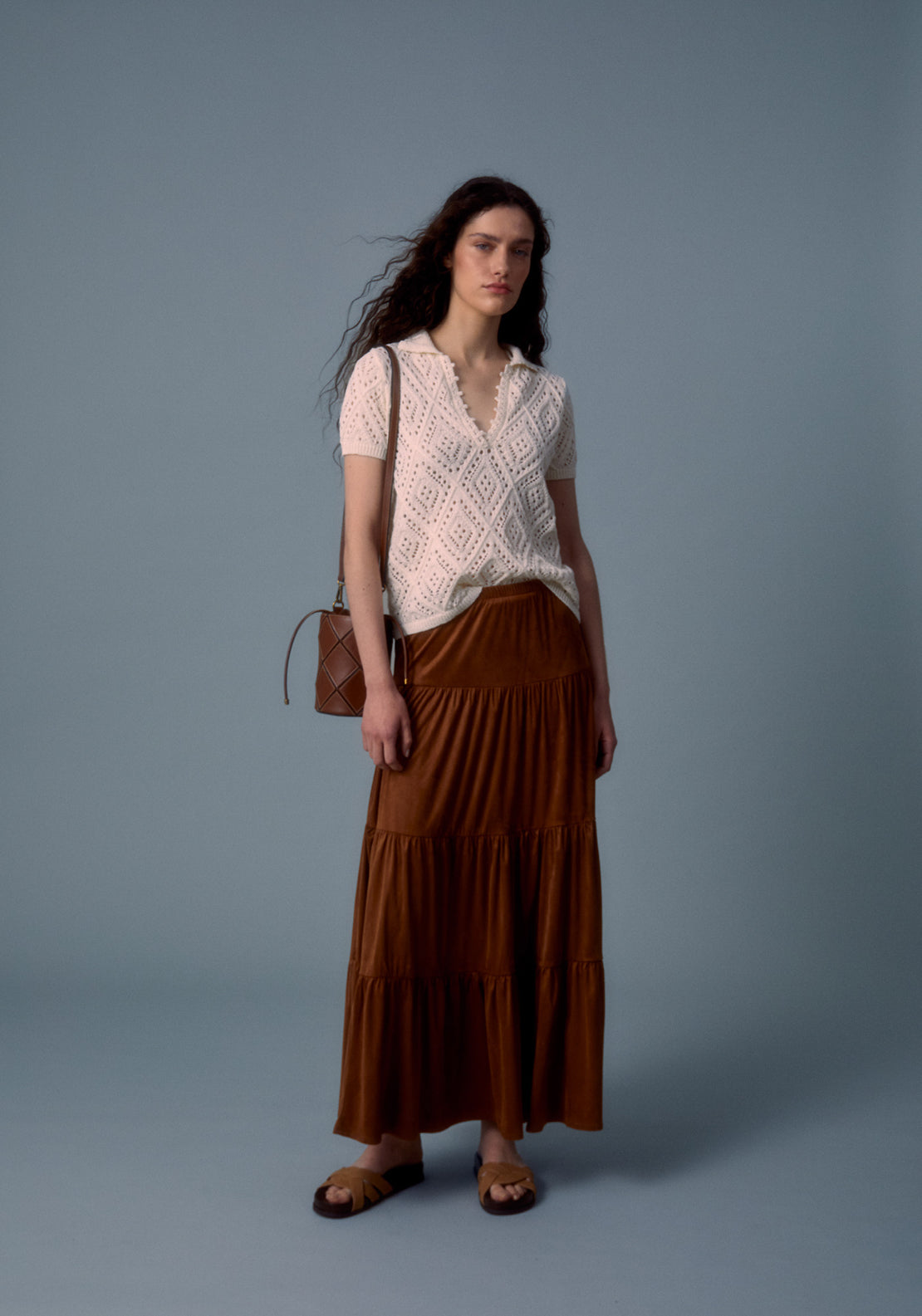 Tiered Panel Skirt - Orange