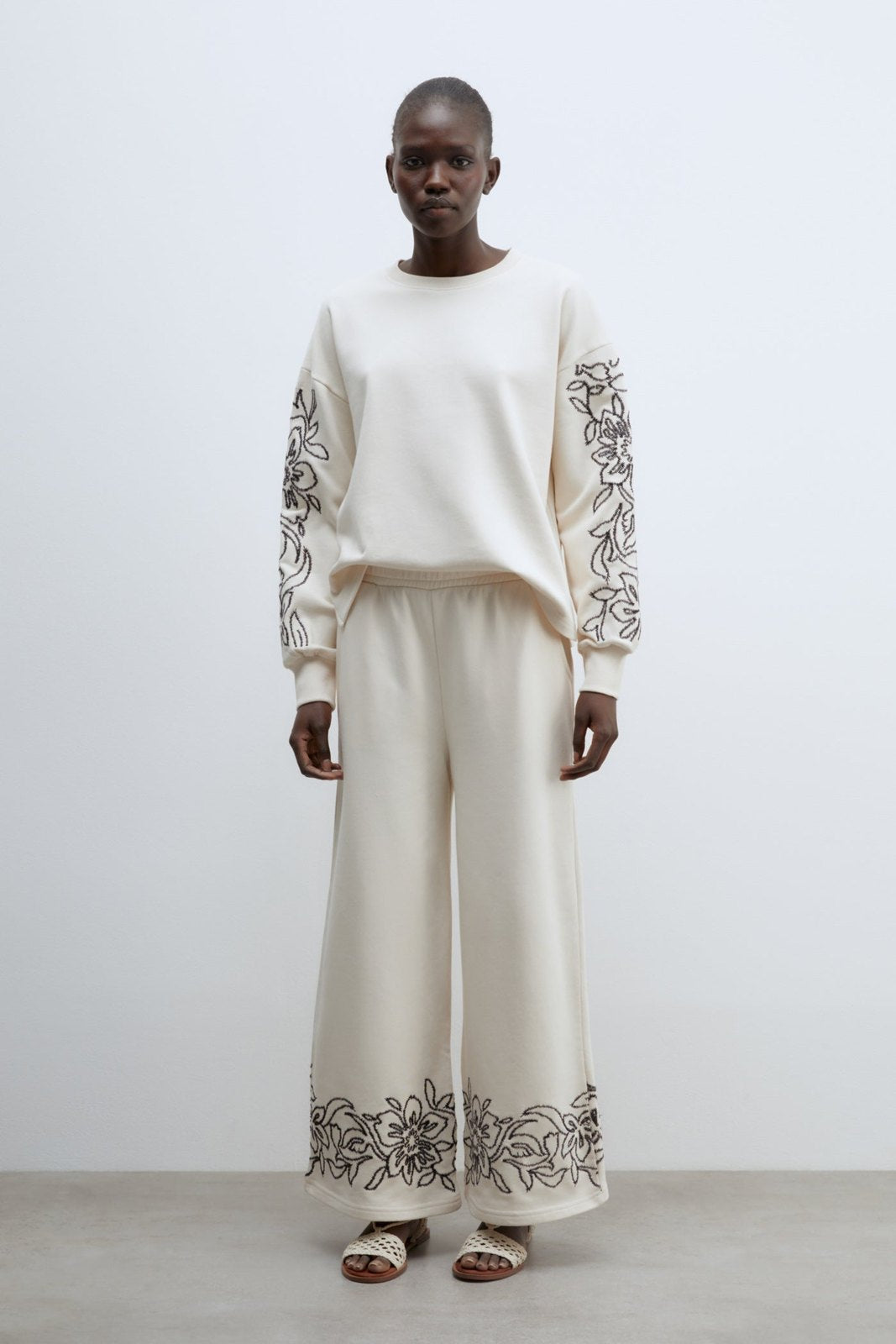 Sfera Embroidered trousers - Beige 1 Shaws Department Stores
