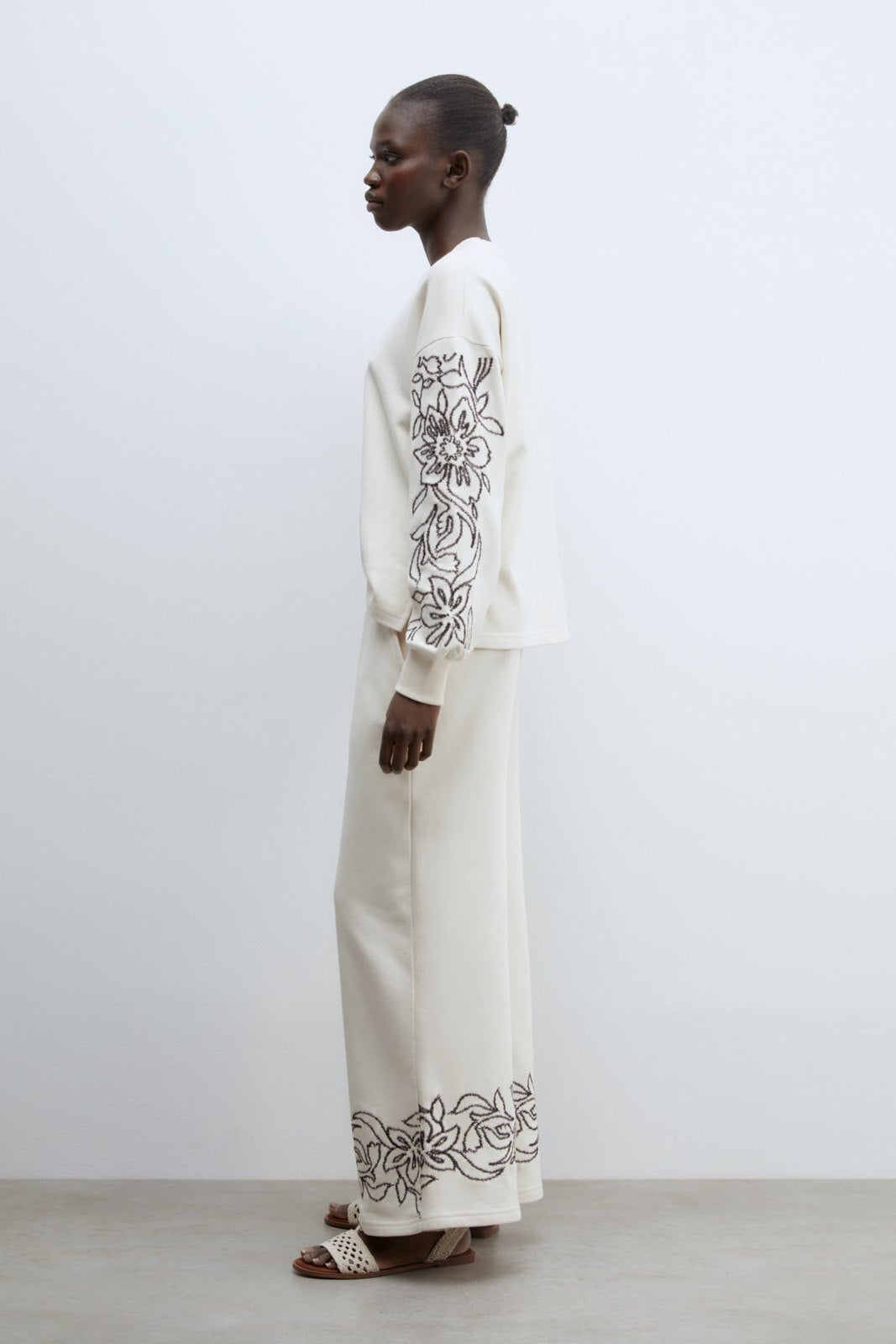 Sfera Embroidered trousers - Beige 3 Shaws Department Stores