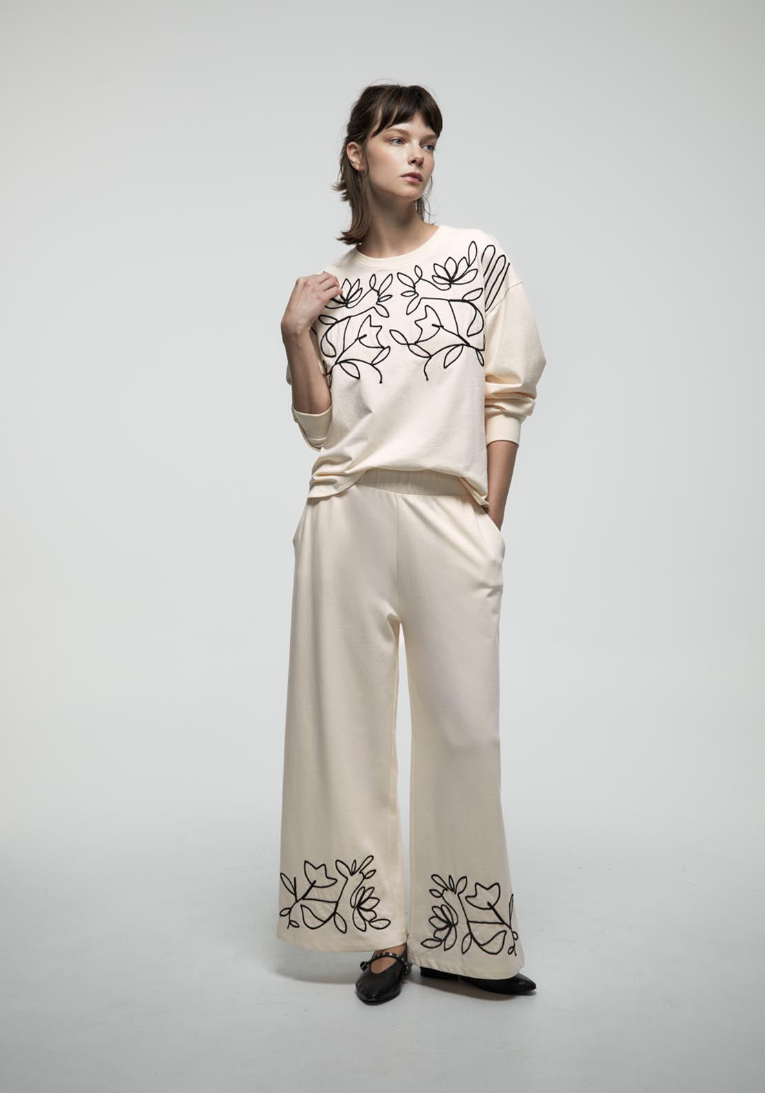 Sfera String Art Matching Trousers - Cream 4 Shaws Department Stores