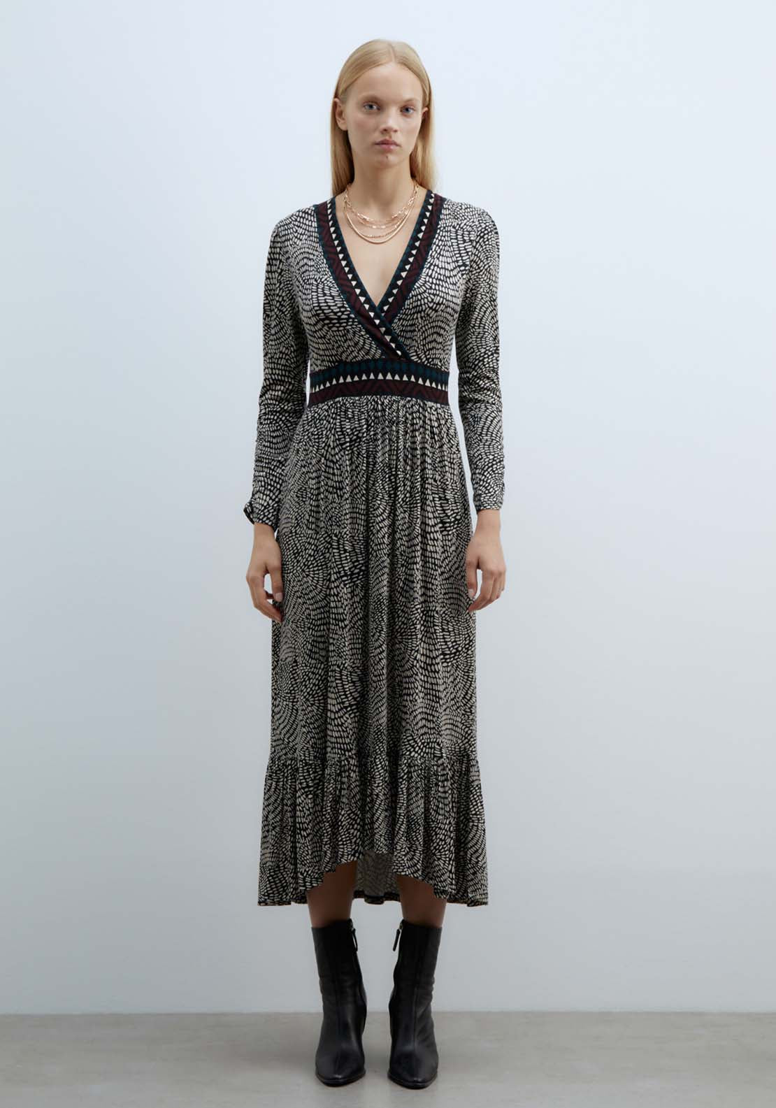 Sfera Viscose Dress With Trim - Black 1 Shaws Department Stores