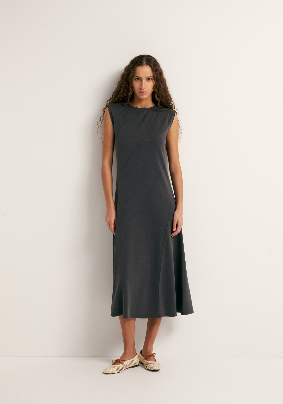 Loose Cupro Dress - Grey