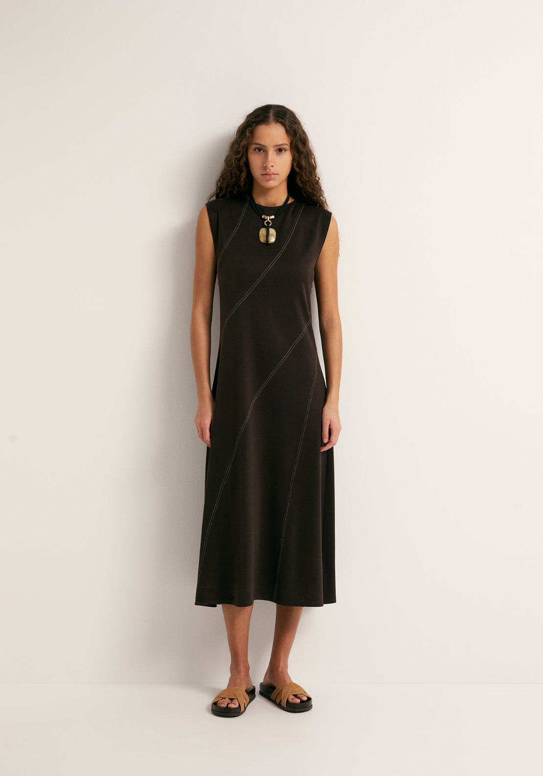 Loose Cupro Dress - Green