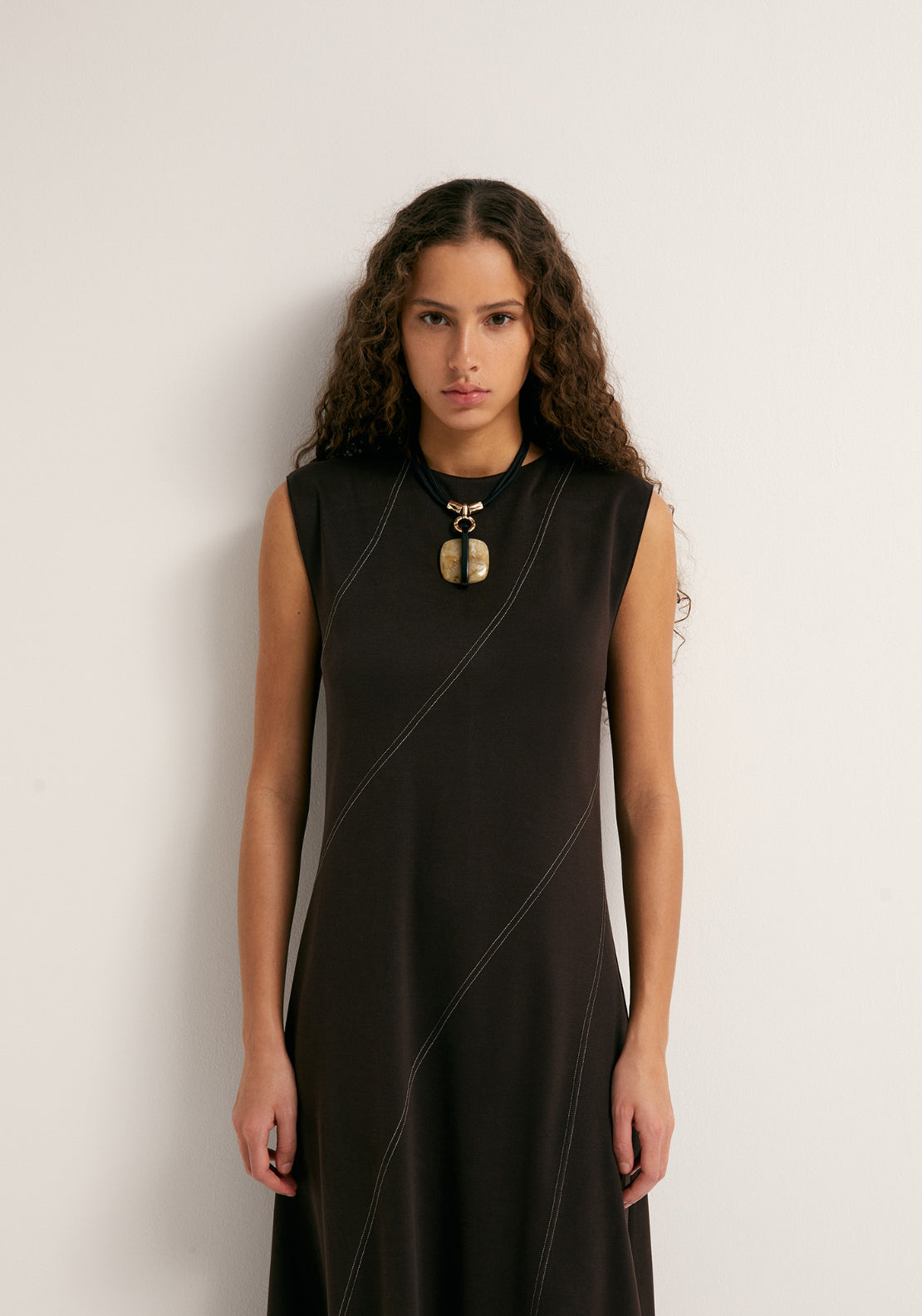Loose Cupro Dress - Green