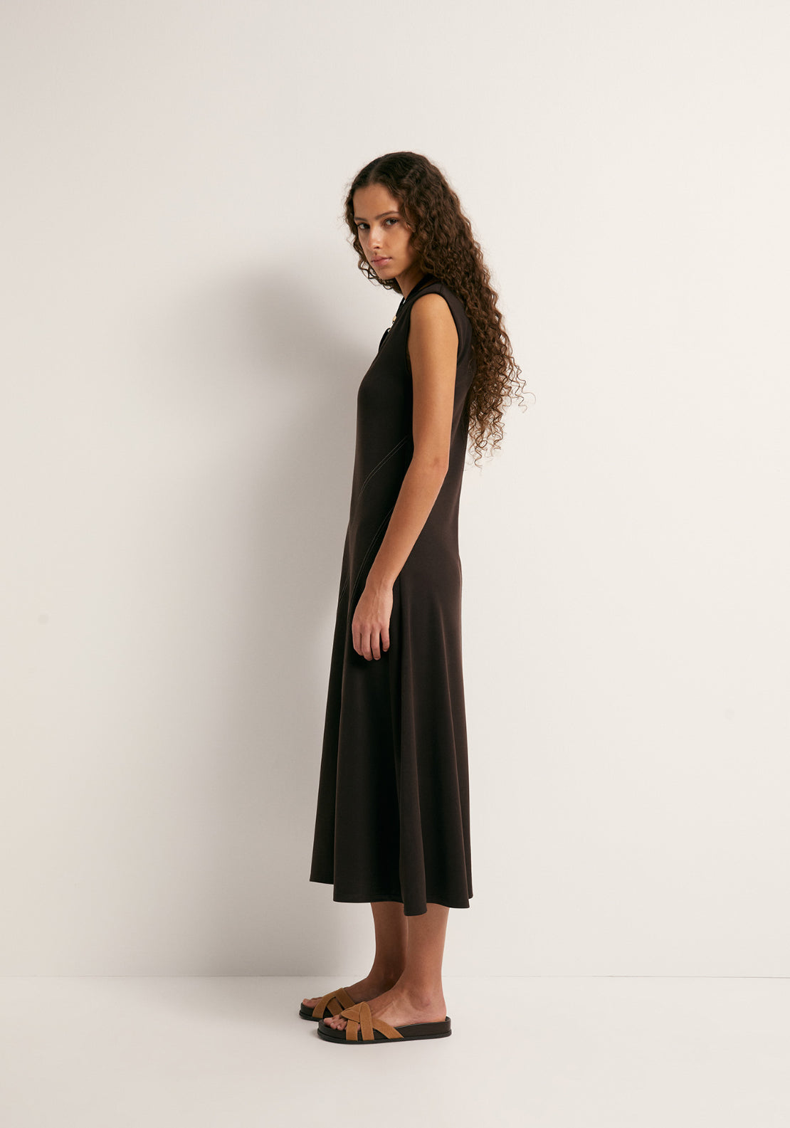 Loose Cupro Dress - Green
