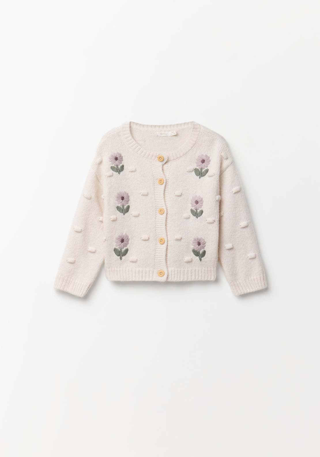 Embroidery Detail Cardigan - Cream