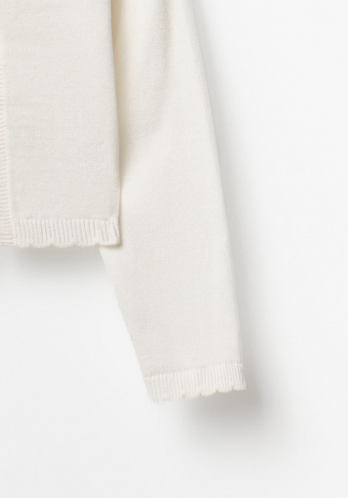 Soft Tricot Basic Cardigan - Cream