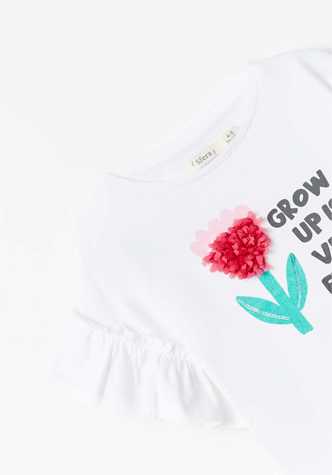Sfera Tulle Flower T-Shirt - White 5 Shaws Department Stores