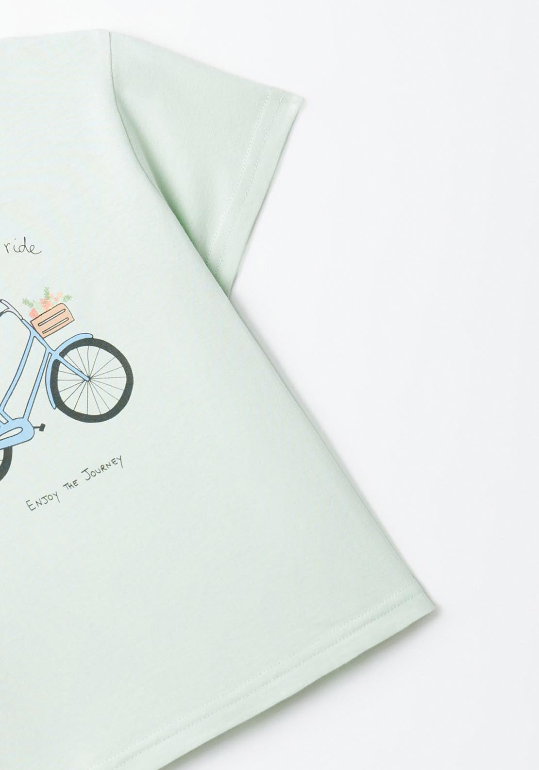 Sfera Green Bicycle Print T-Shirt - Green Light 3 Shaws Department Stores