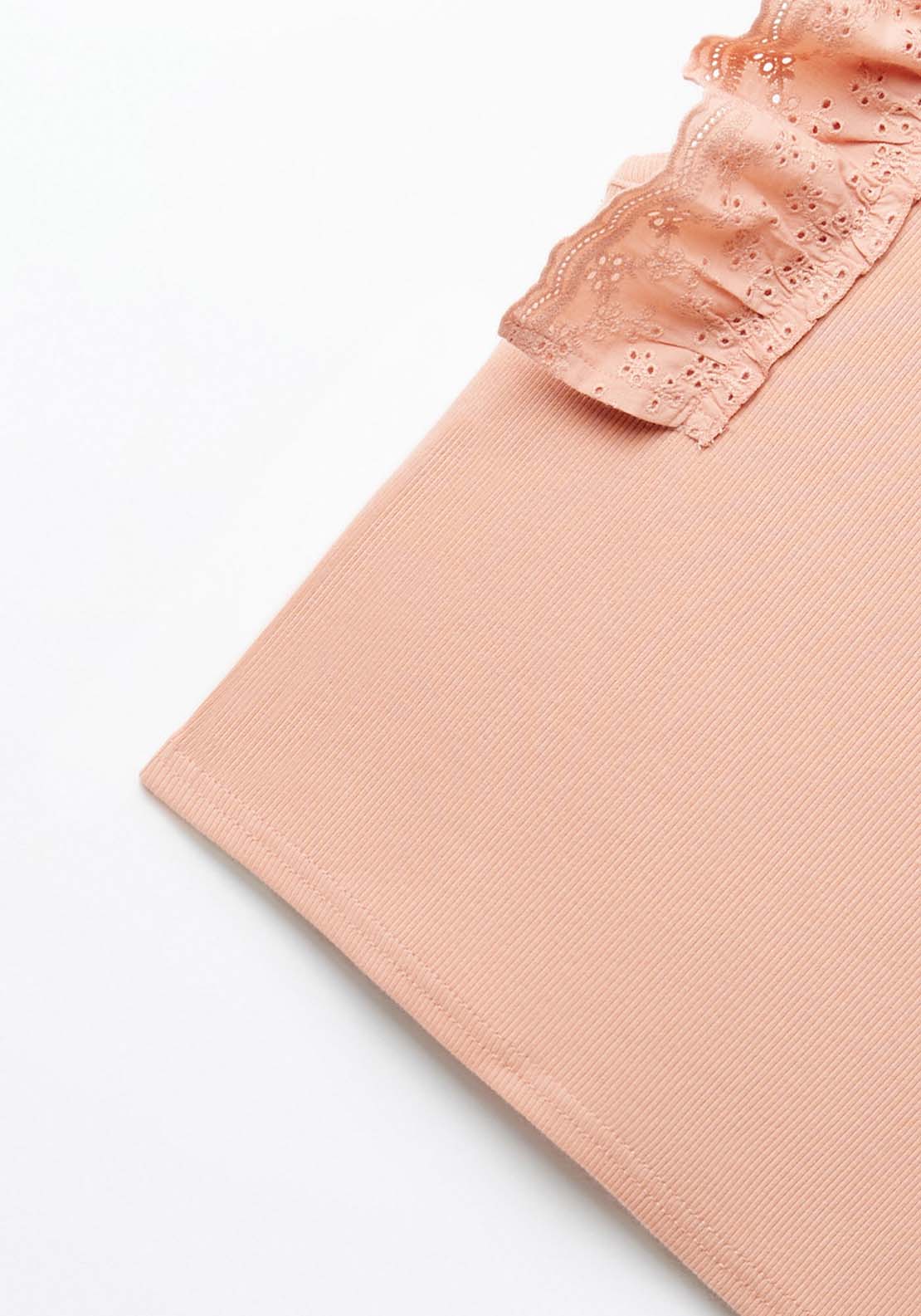 Sfera Ruffles ribbed top - Salmon 6 Shaws Department Stores