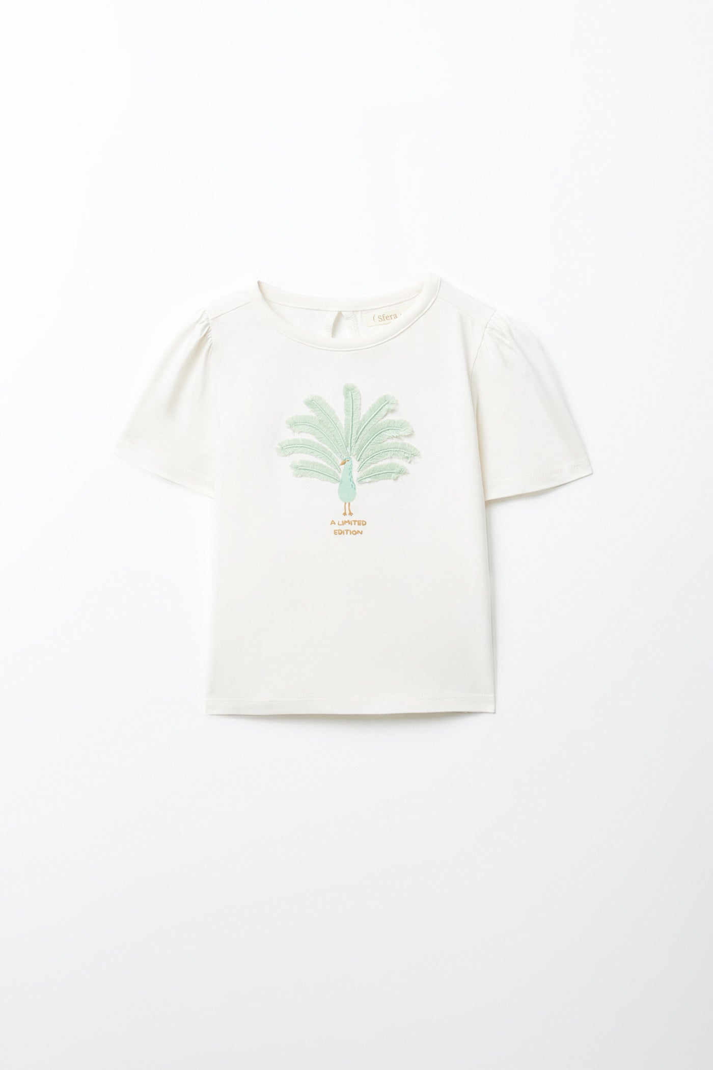 Sfera Peacock T-shirt - Cream 1 Shaws Department Stores
