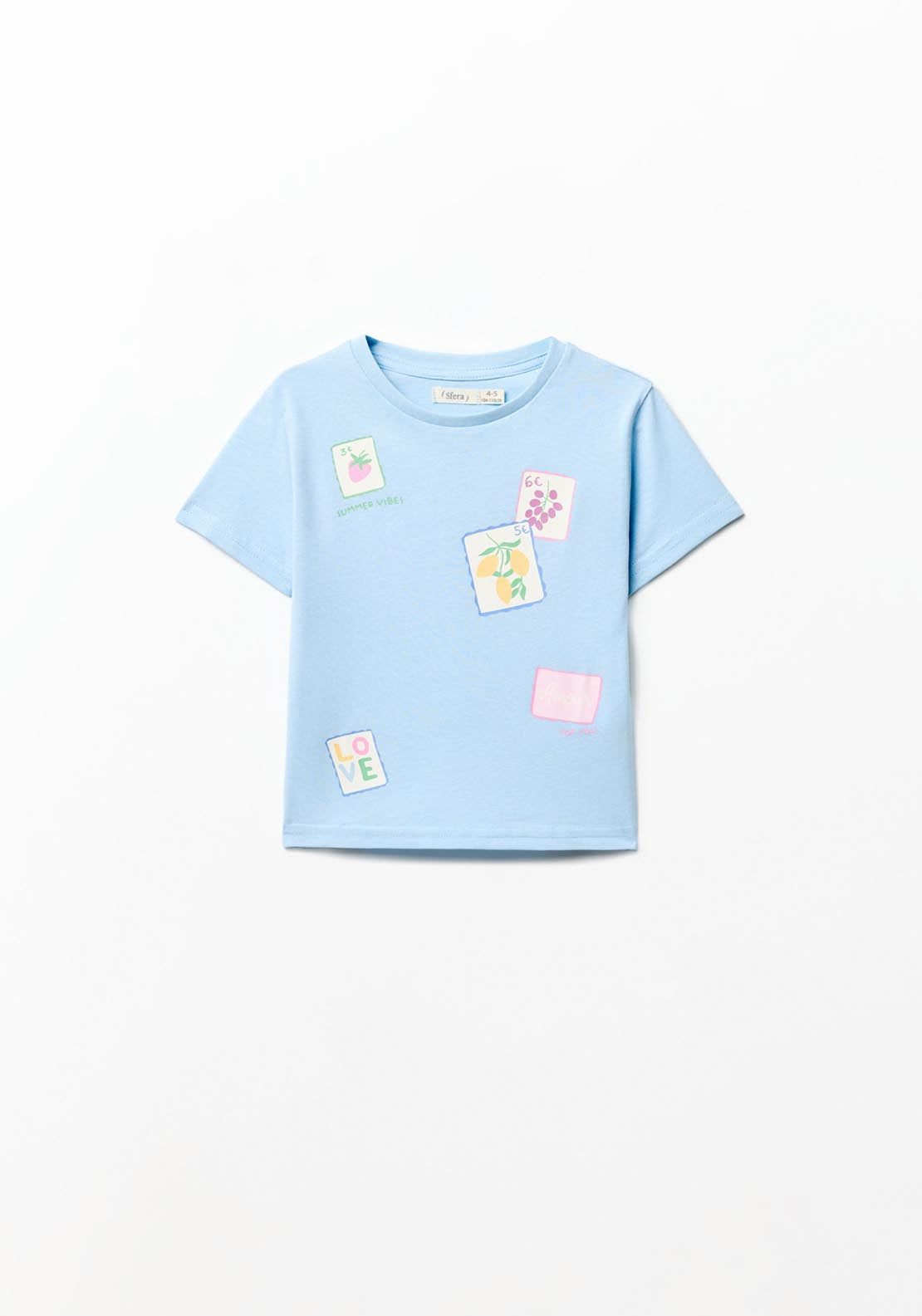 Basic Blue Printed T-shirt Blue – Shaws - Main Image