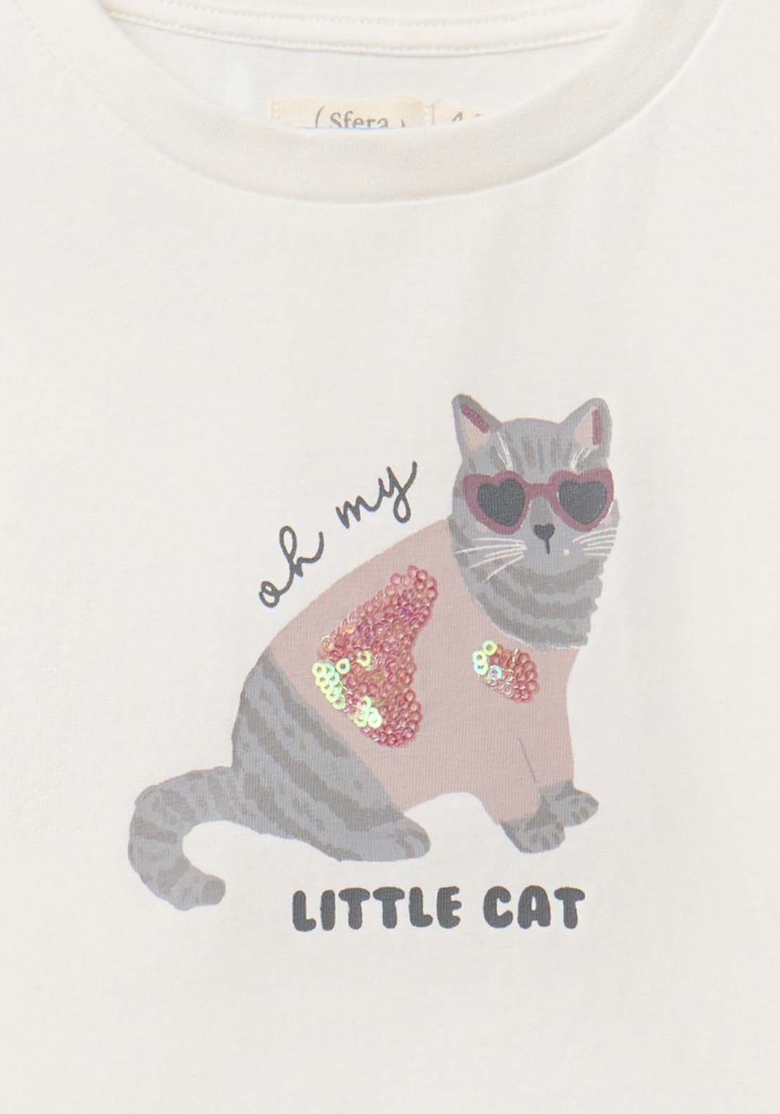 Cool Cat Long-Sleeved T-Shirt - Cream