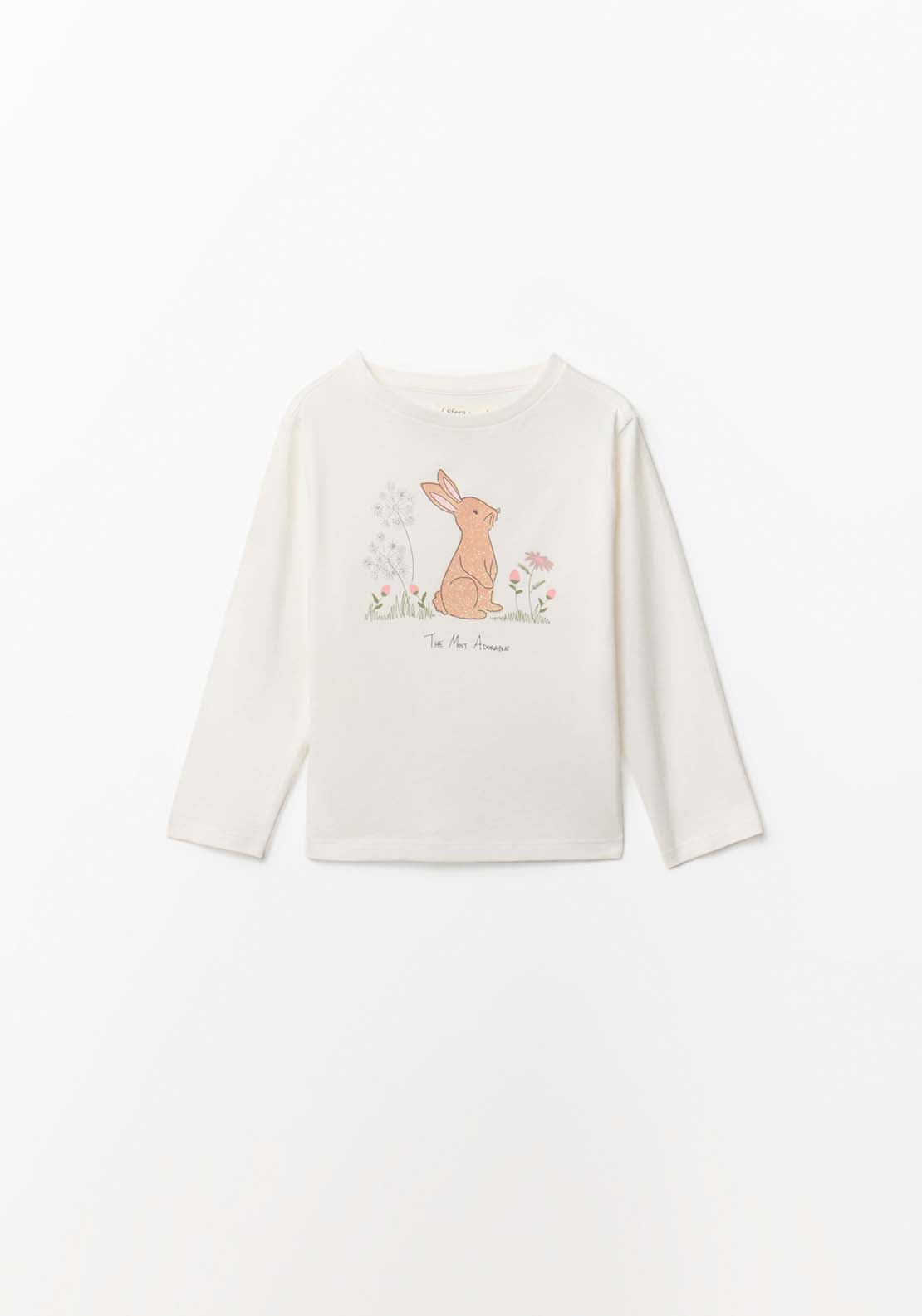 Bunny Long-Sleeved T-Shirt - Cream