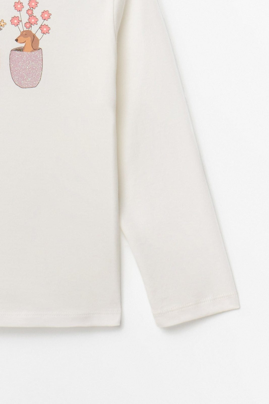 Printed Long Sleeved T-Shirt - Cream
