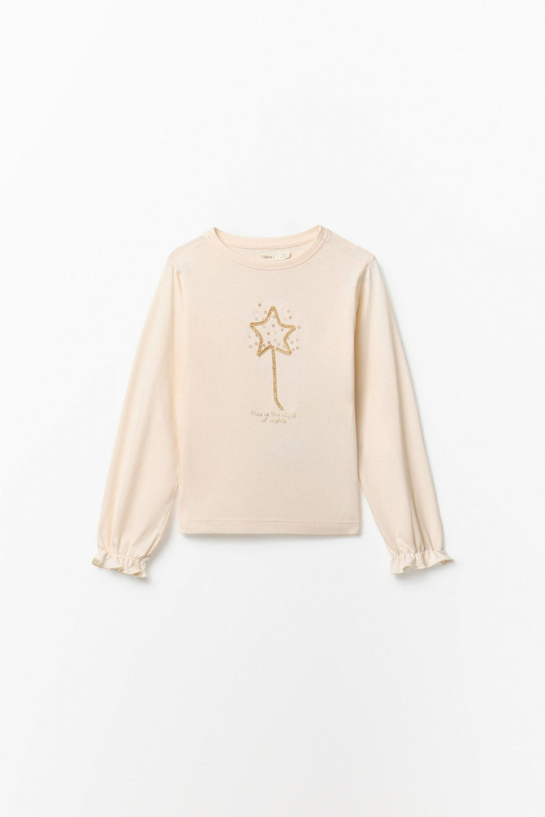 Sfera Long-Sleeved T-Shirt With Star Wand Detail - Cream 1 Shaws Department Stores