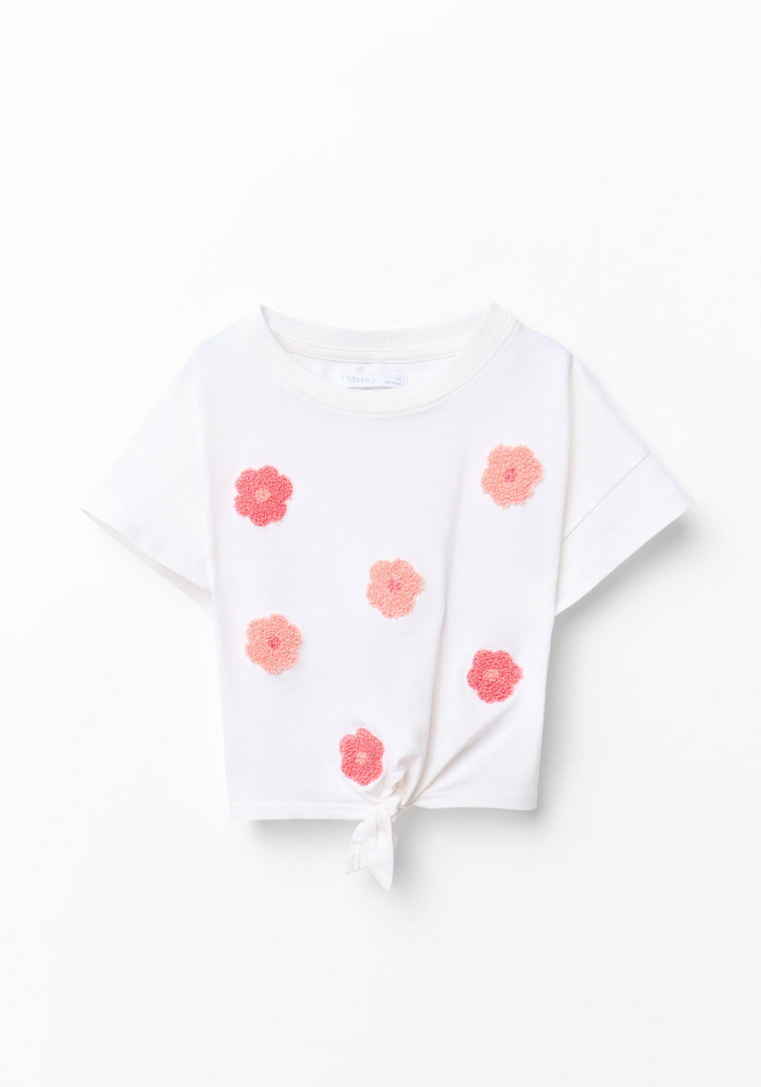 Hem Knot Floral T-Shirt - Cream