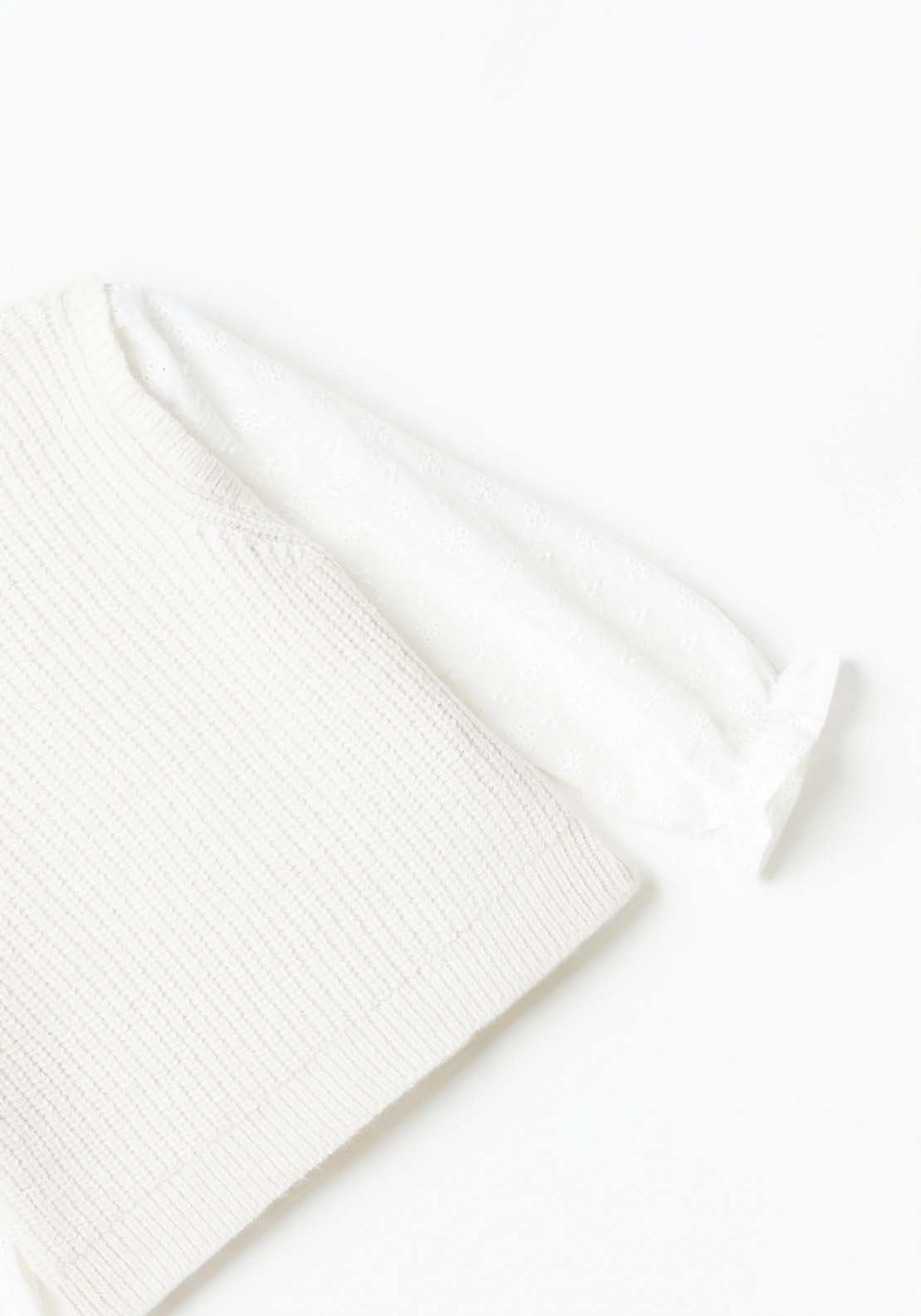 Sfera Long Sleeve Jumper With Blouse Sleeve - White Ecru 3 Shaws Department Stores