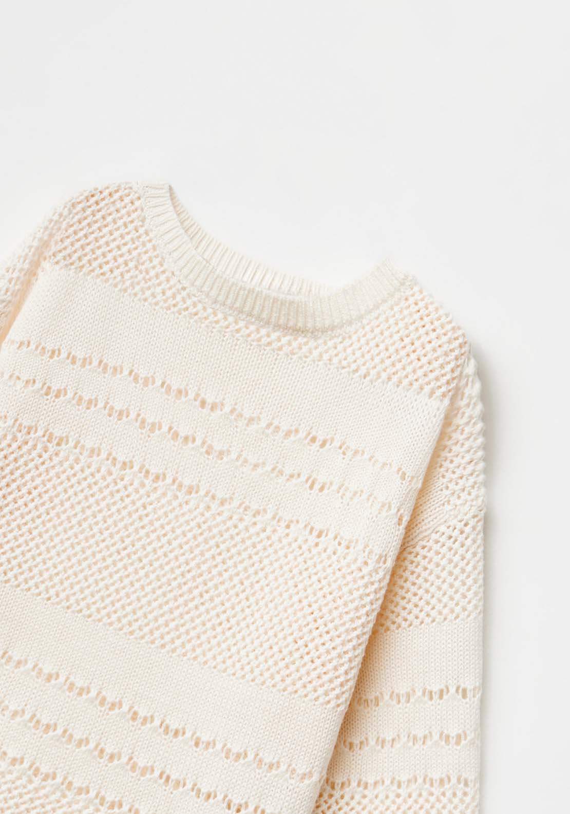 Sfera Baby girl openwork sweater - Ecru 7 Shaws Department Stores