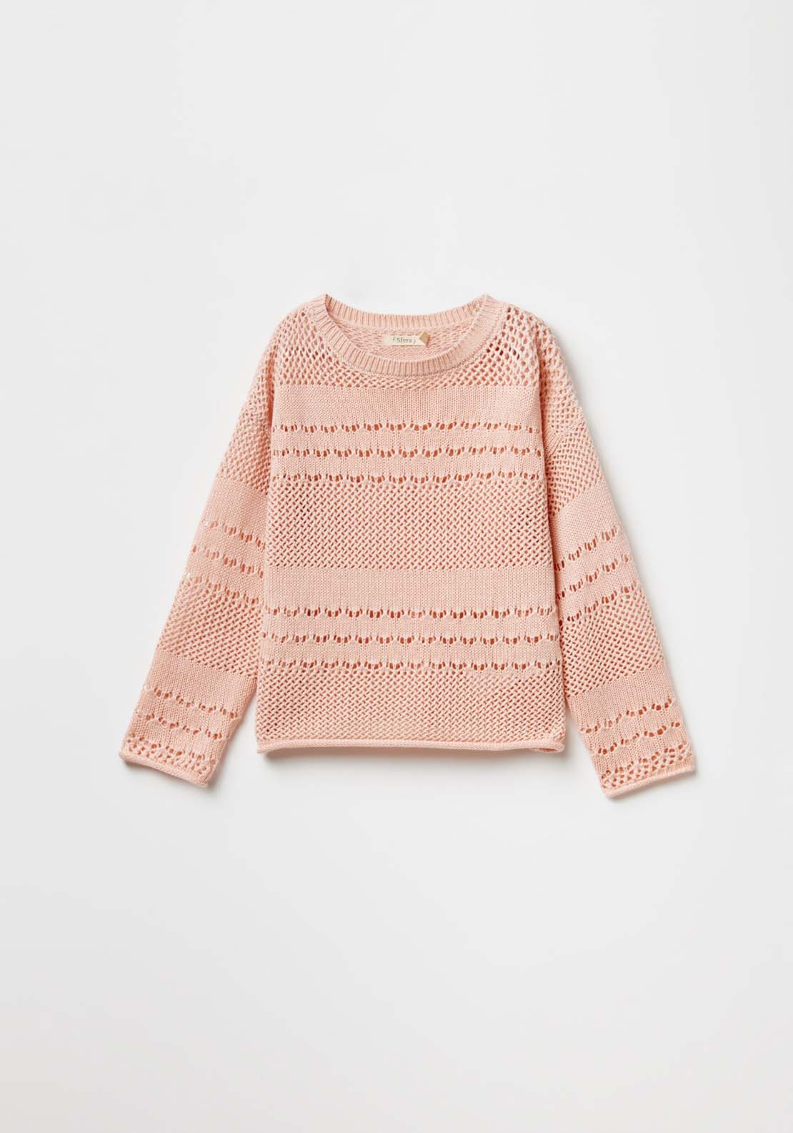 Sfera Baby girl openwork sweater - Pink Light 6 Shaws Department Stores
