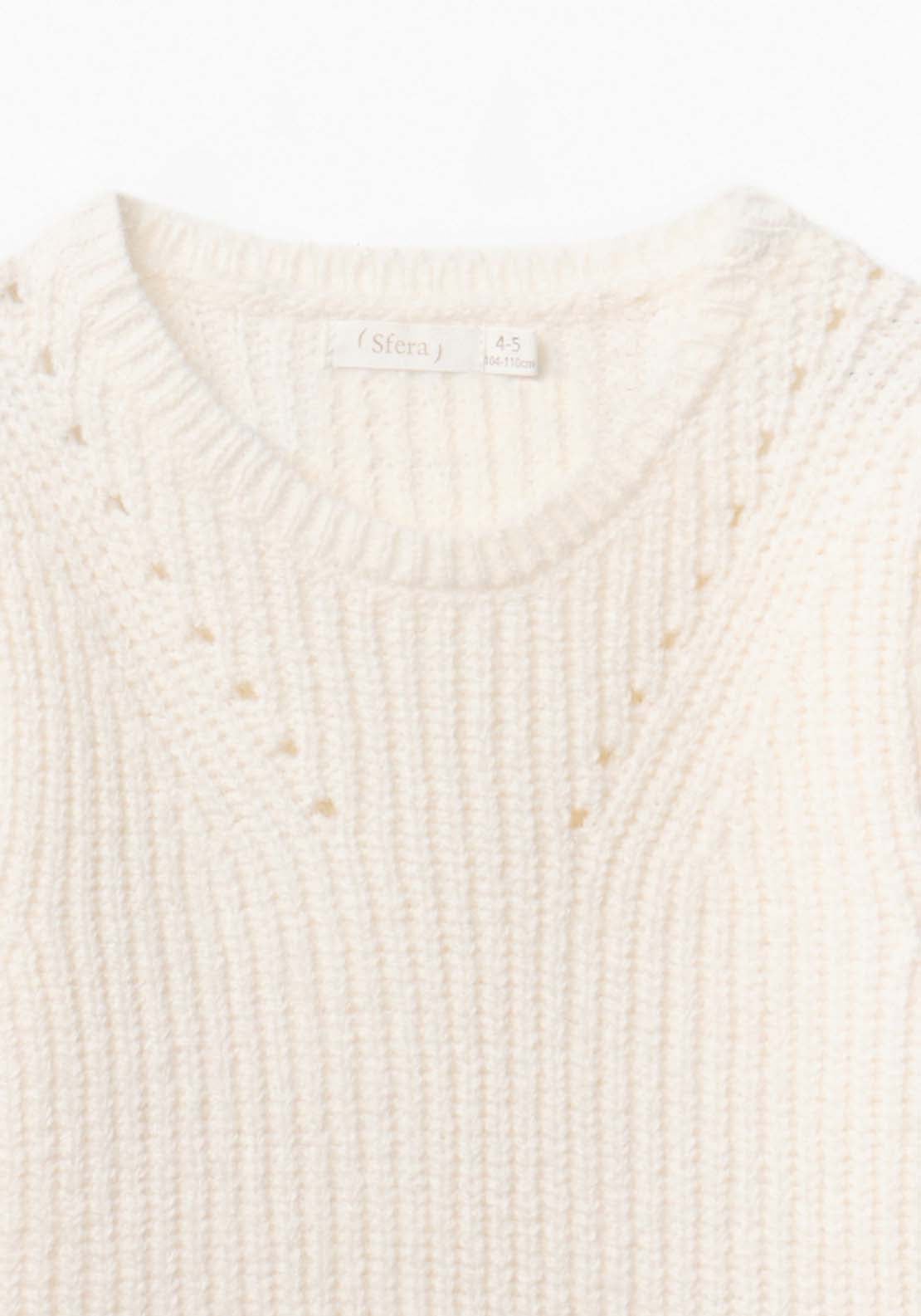 Tricot Sweater Vest With Shirt Sleeve Detail - Green