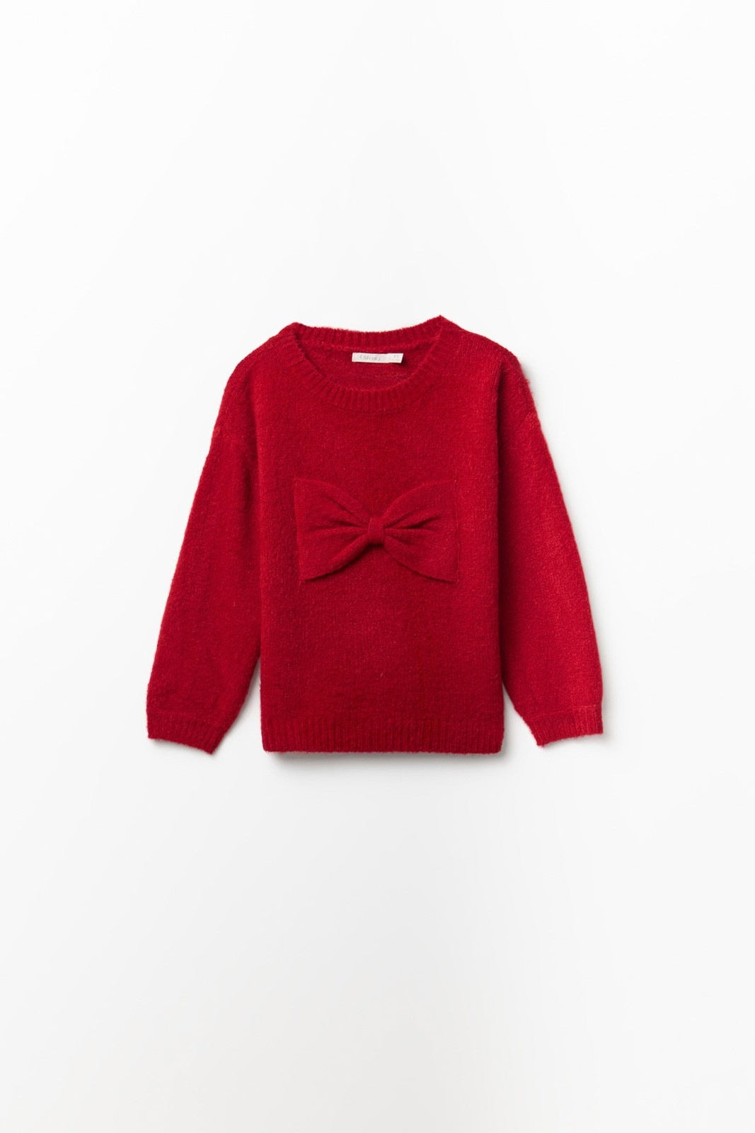 Sfera Knit Sweater With Large Bow - Red 1 Shaws Department Stores