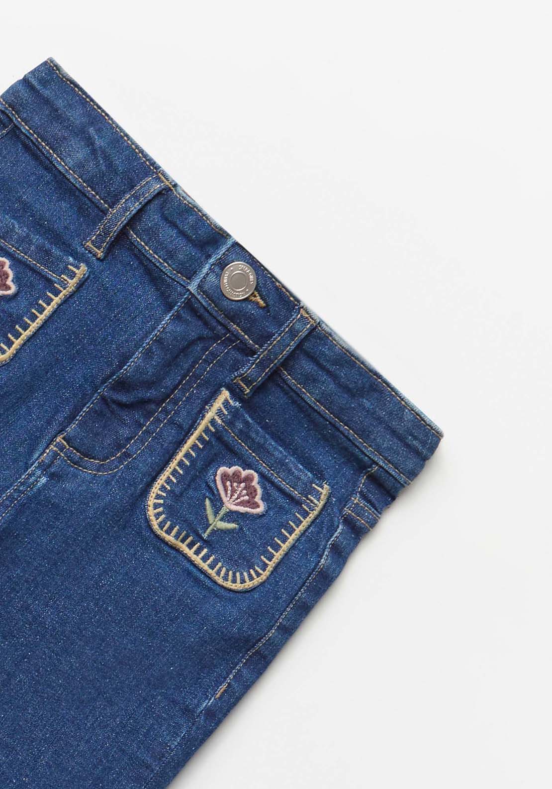 Embroidered Marine Jeans - Blue