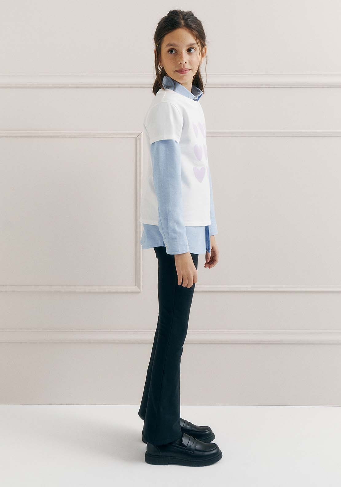 Sfera Girls Plush flared trousers - Navy 4 Shaws Department Stores