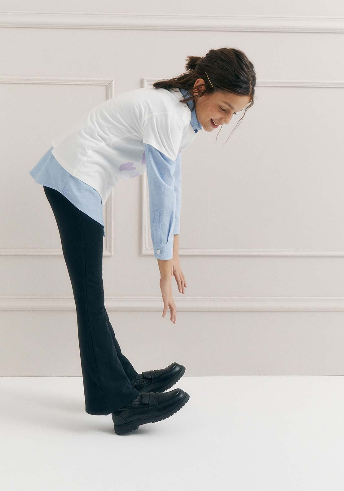 Sfera Girls Plush flared trousers - Navy 3 Shaws Department Stores