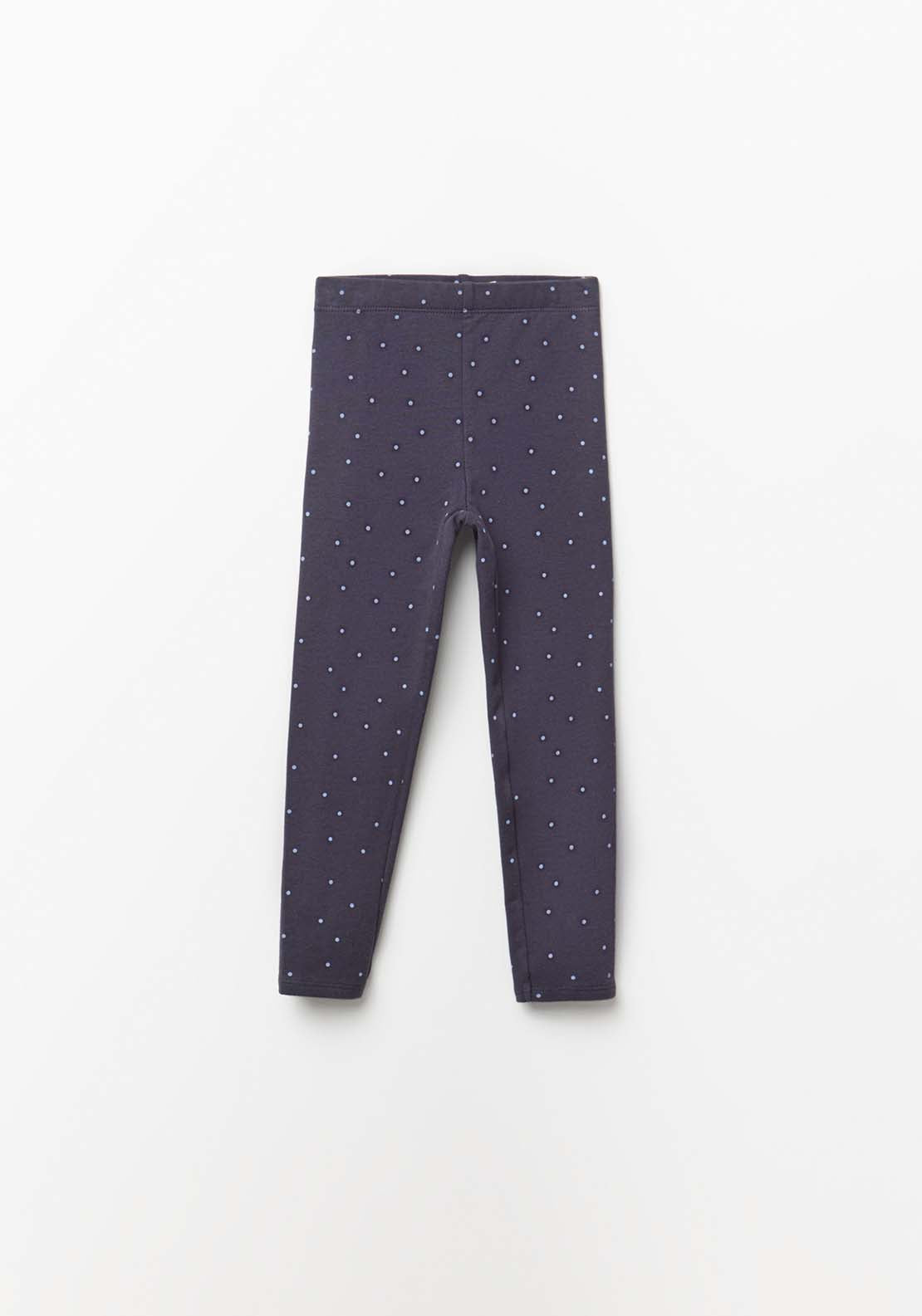 Navy Fleece Leggings - Blue