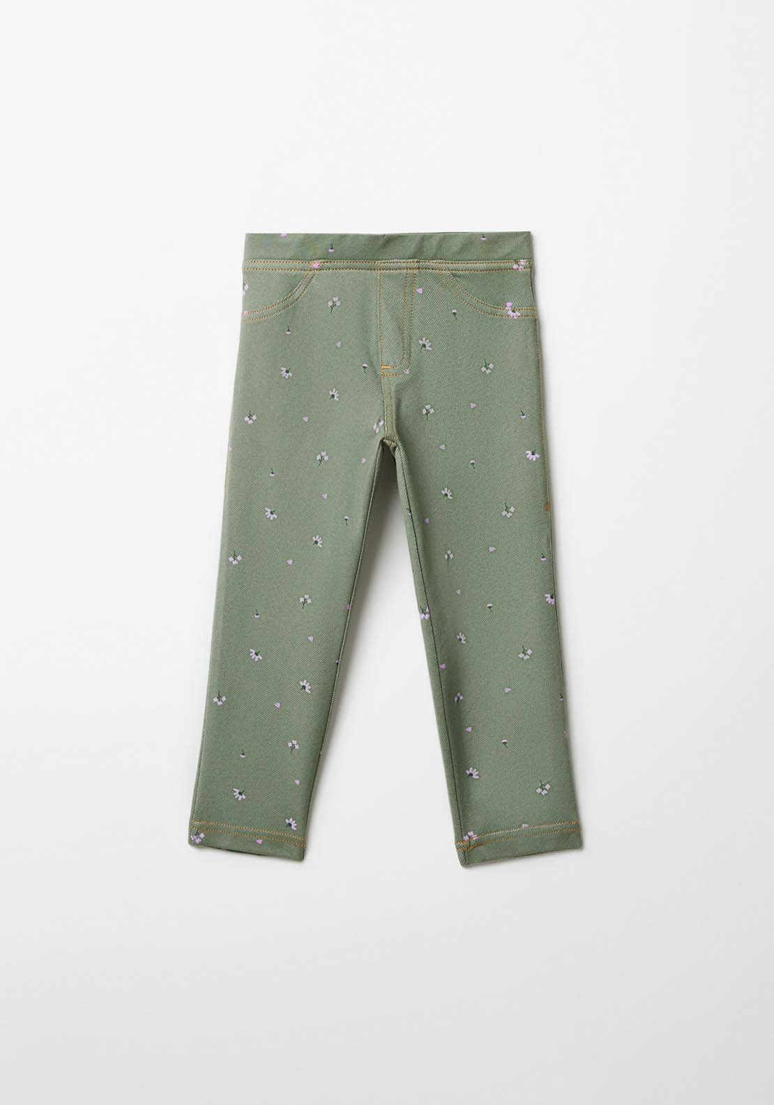Sfera Girl Flower Denim Leggings - Green 1 Shaws Department Stores