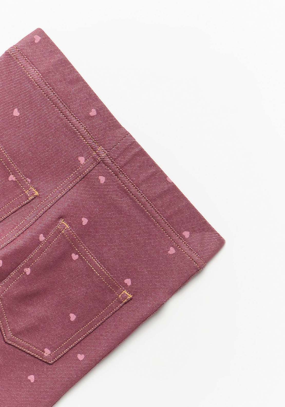 Denim Knit Leggings - Red