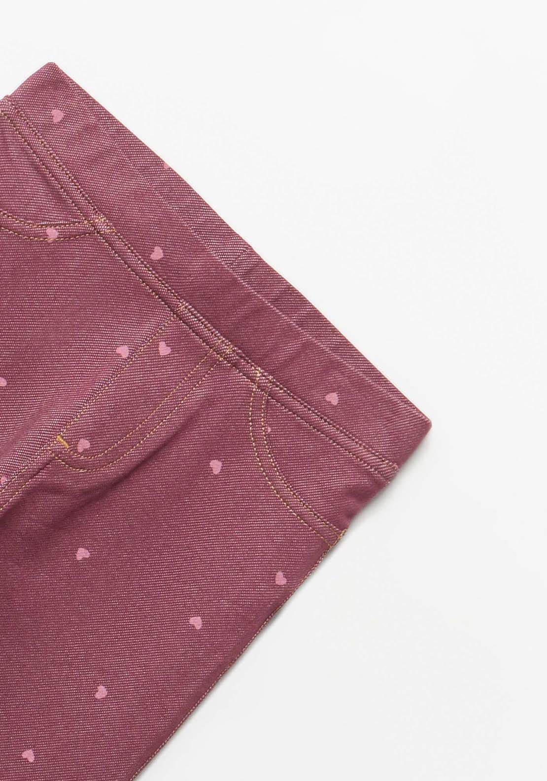 Denim Knit Leggings - Red