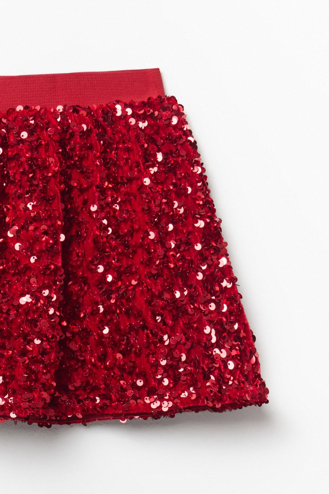 Sfera Velvet Skirt With Sequins - Red 2 Shaws Department Stores
