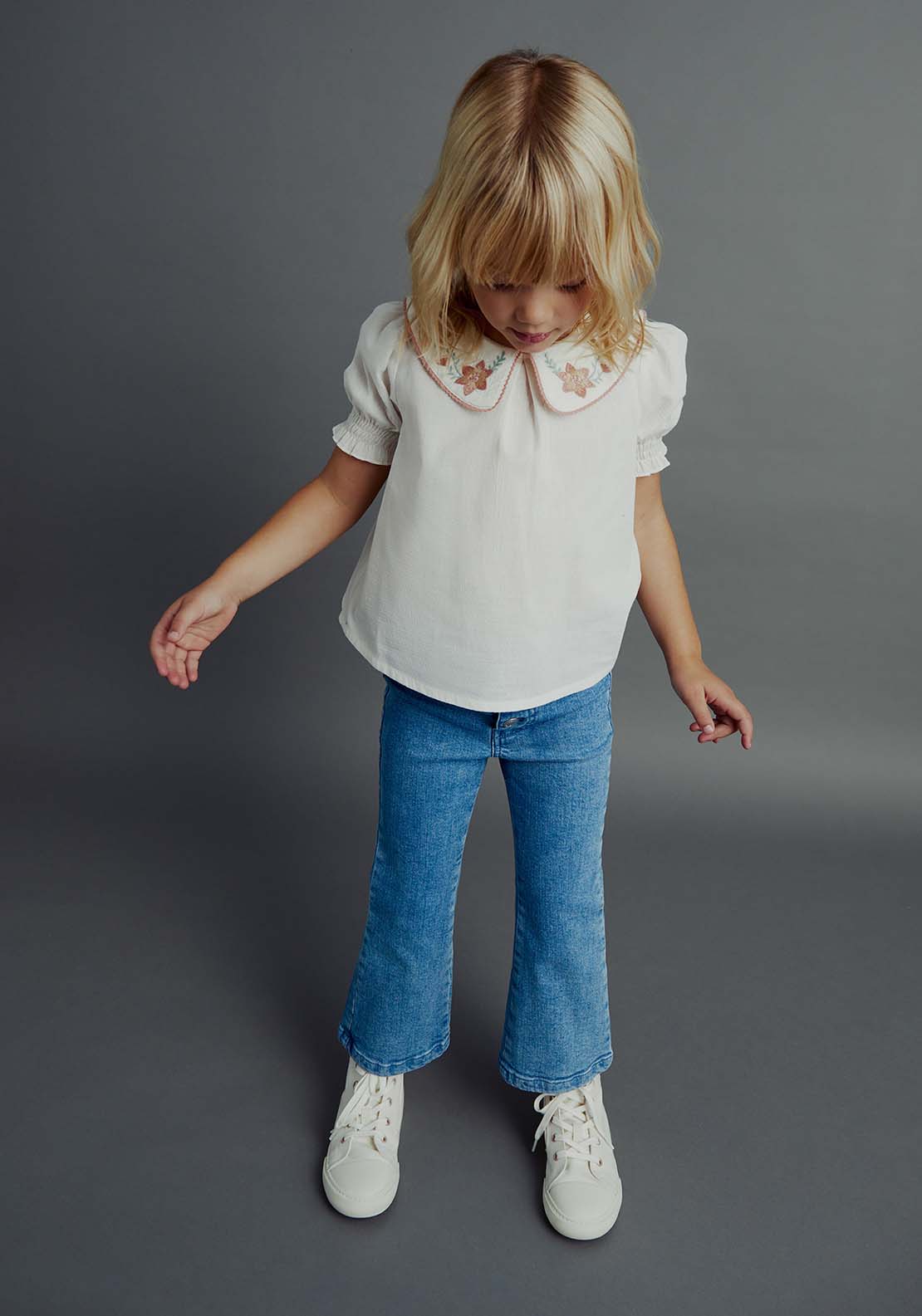 Sfera Puritan collar dobby blouse - Ecru 3 Shaws Department Stores