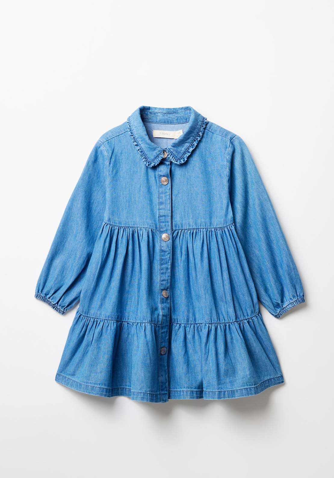 Sfera Girl Denim Tired Dress With Collar - Blue 1 Shaws Department Stores