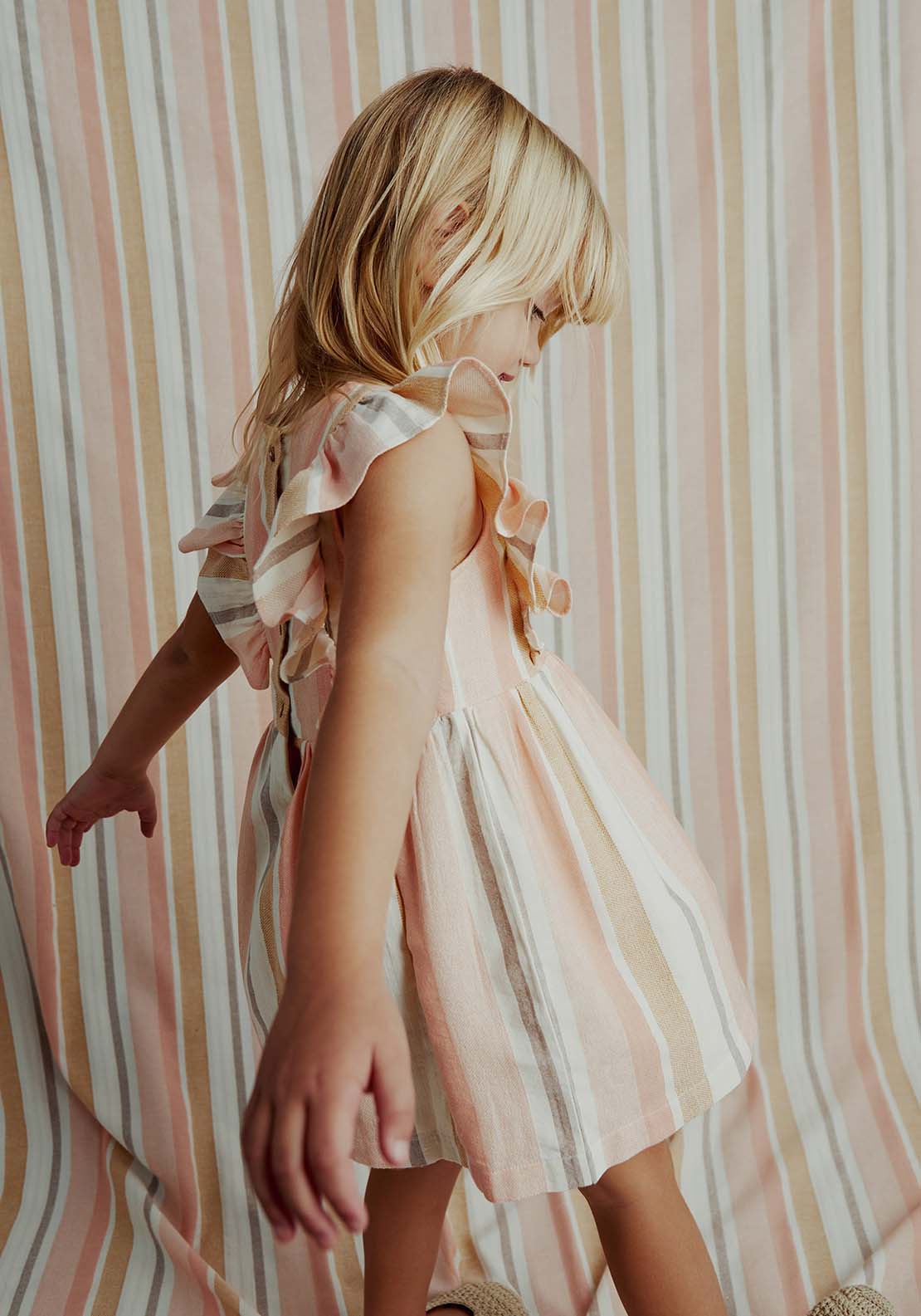 Sfera Stripes rustic dress - Salmon 2 Shaws Department Stores