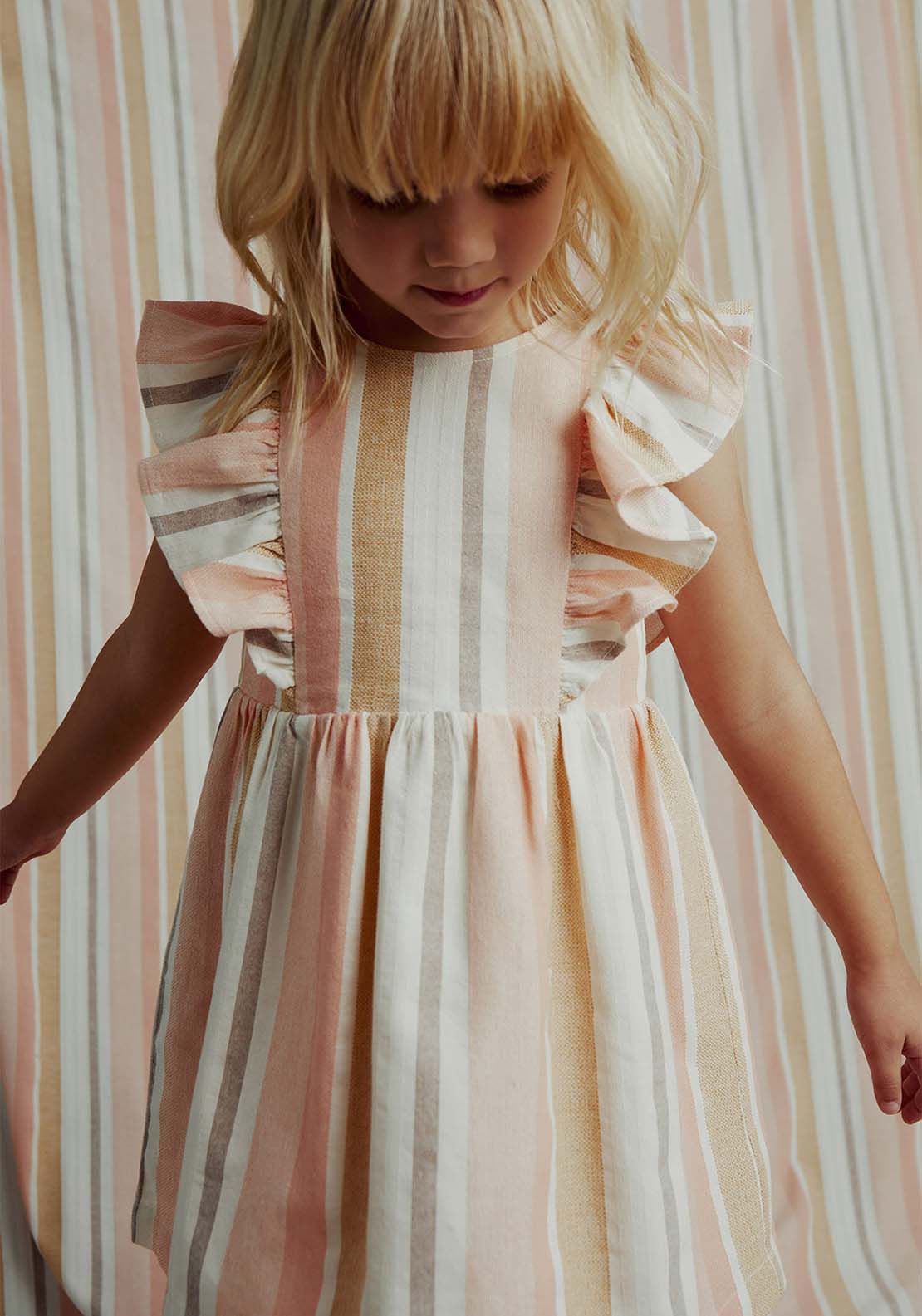 Sfera Stripes rustic dress - Salmon 3 Shaws Department Stores