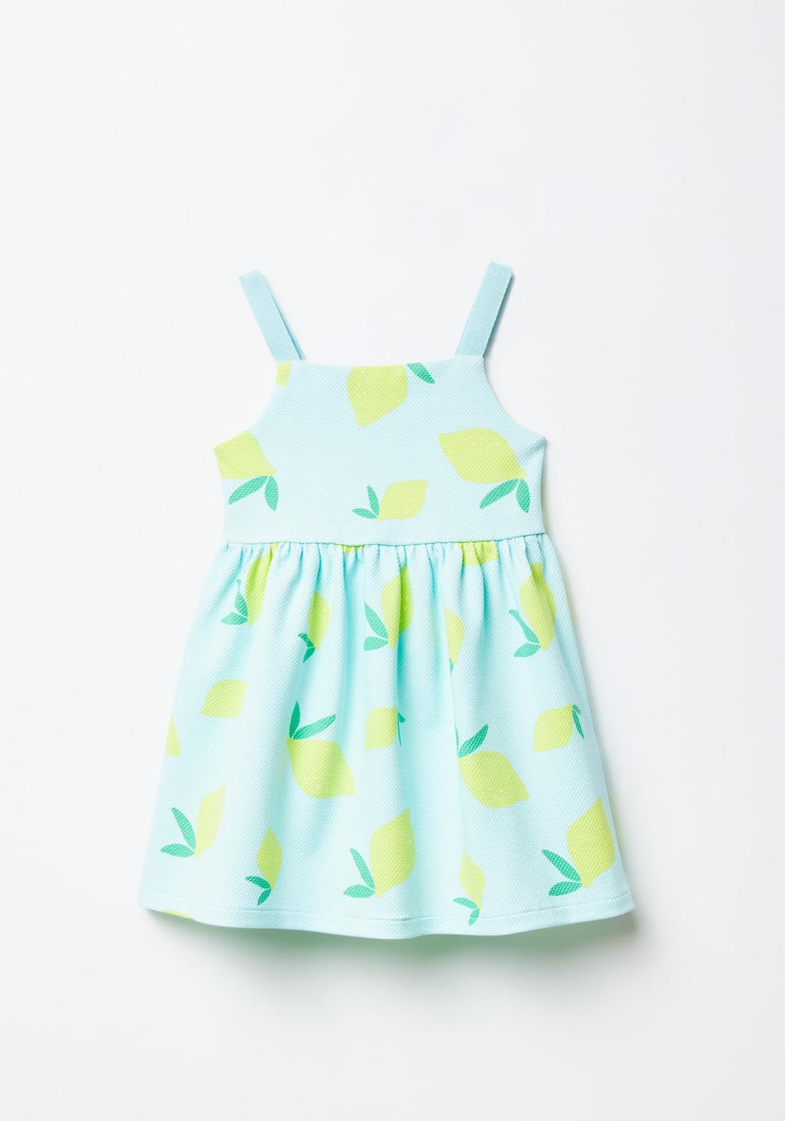 Sfera Structured Lemon Print dress - Blue 3 Shaws Department Stores